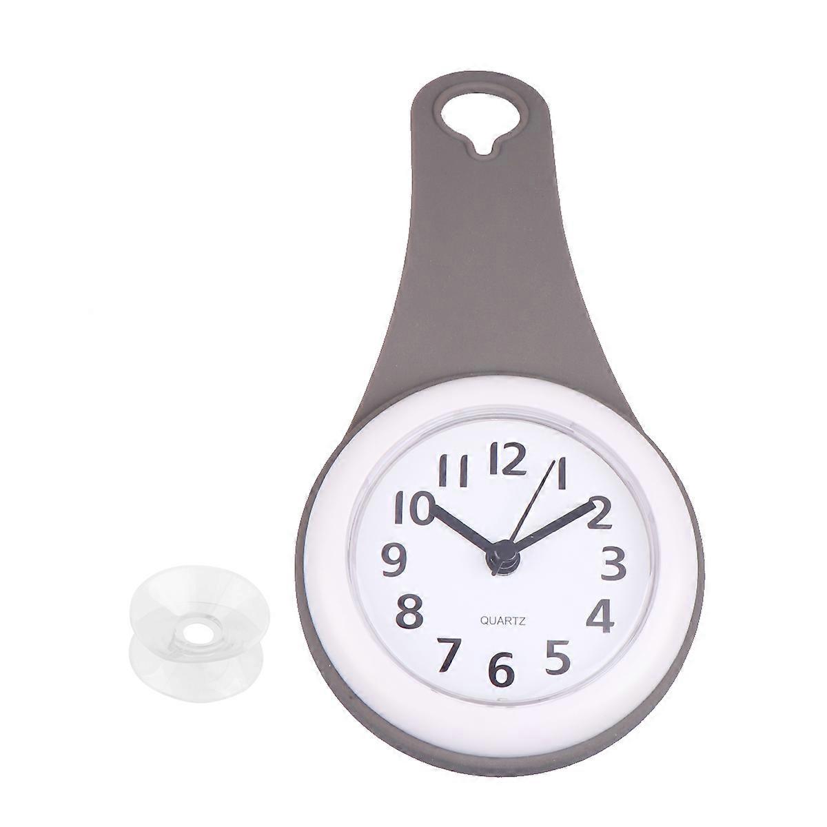 Silent Wall Clock with Suction Cups for Bathroom – Splash Resistant, Easy Install, Stylish Grey Design, Multifunctional Timer & Alarm Alternative