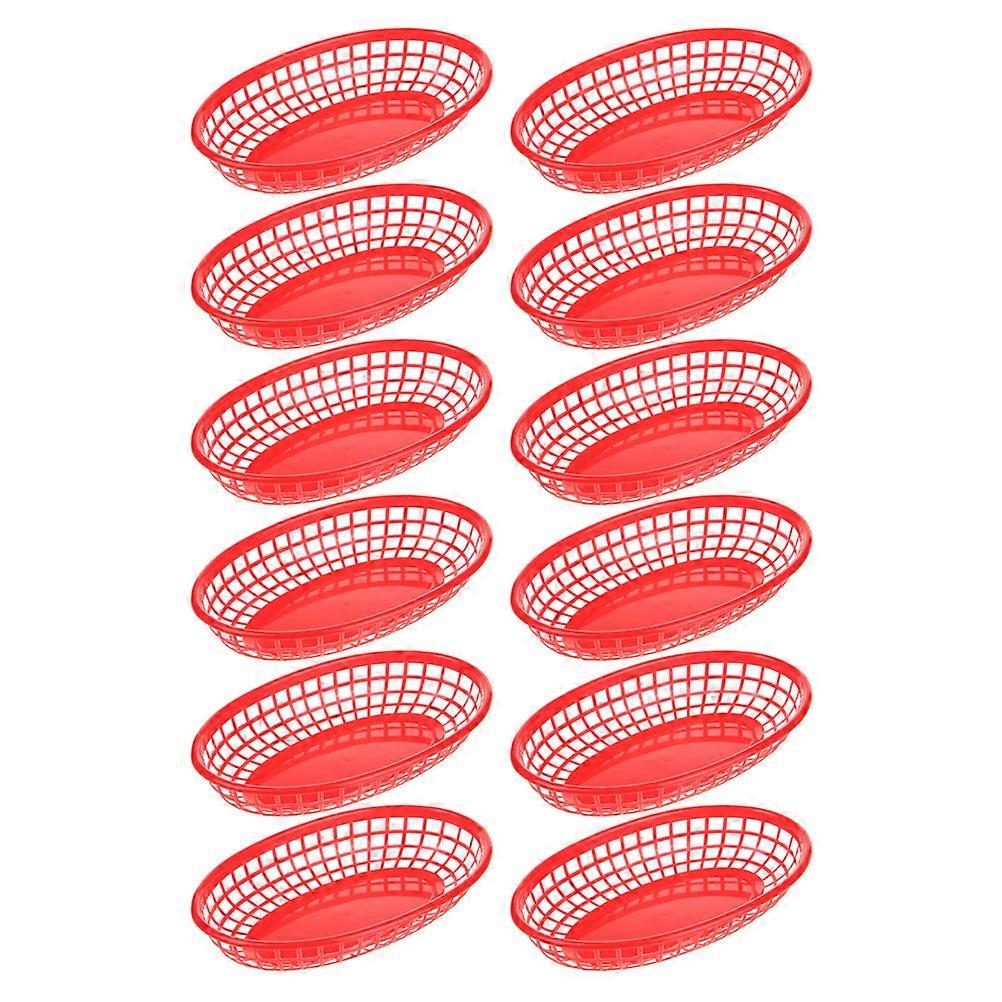 Red Storage Basket for Food with Boatshaped Design and 12 Pieces