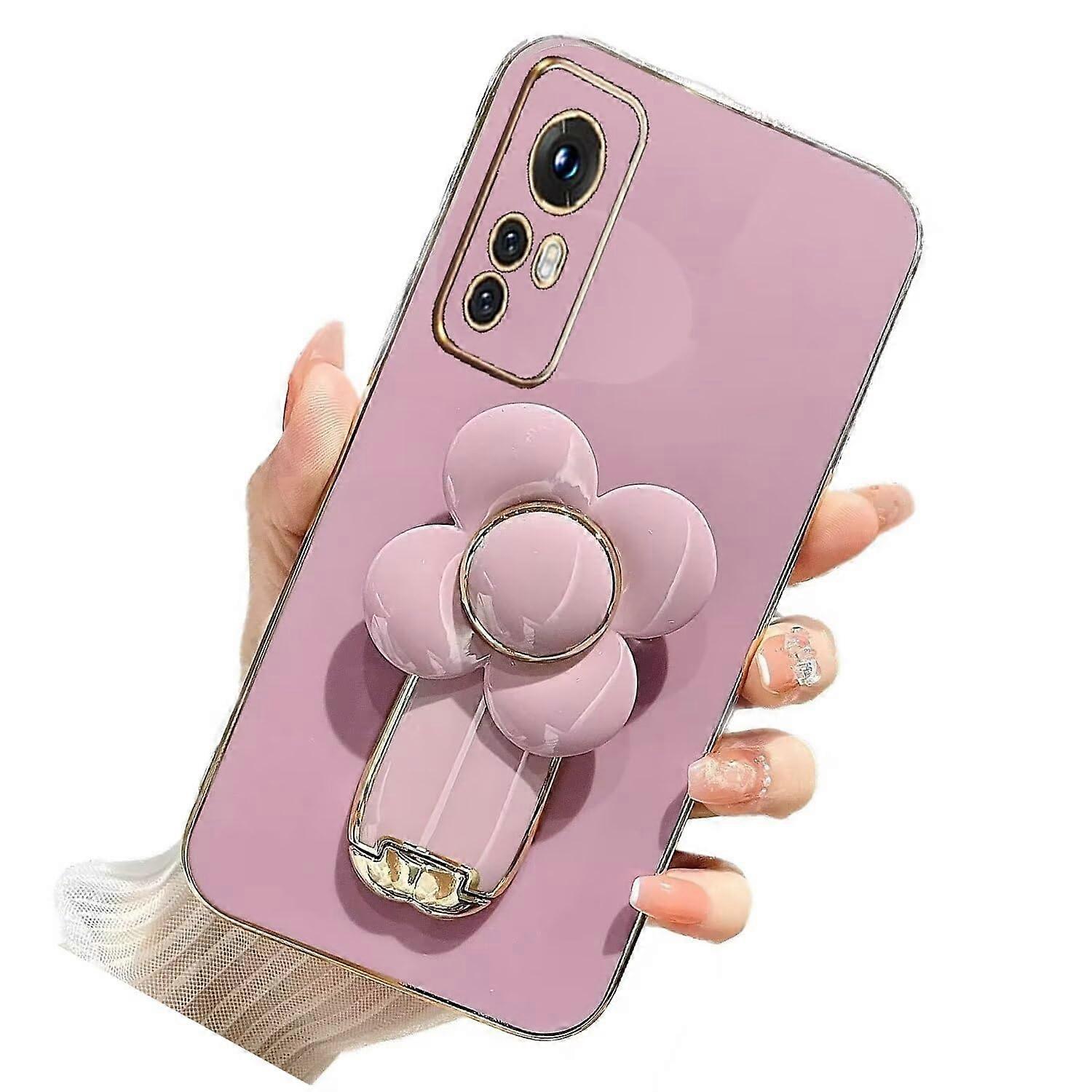 Stress Relief Rotating Windmill Stand Case for Xiaomi Redmi Note 12S Purple Soft Silicone Scratch-Resistant Cover