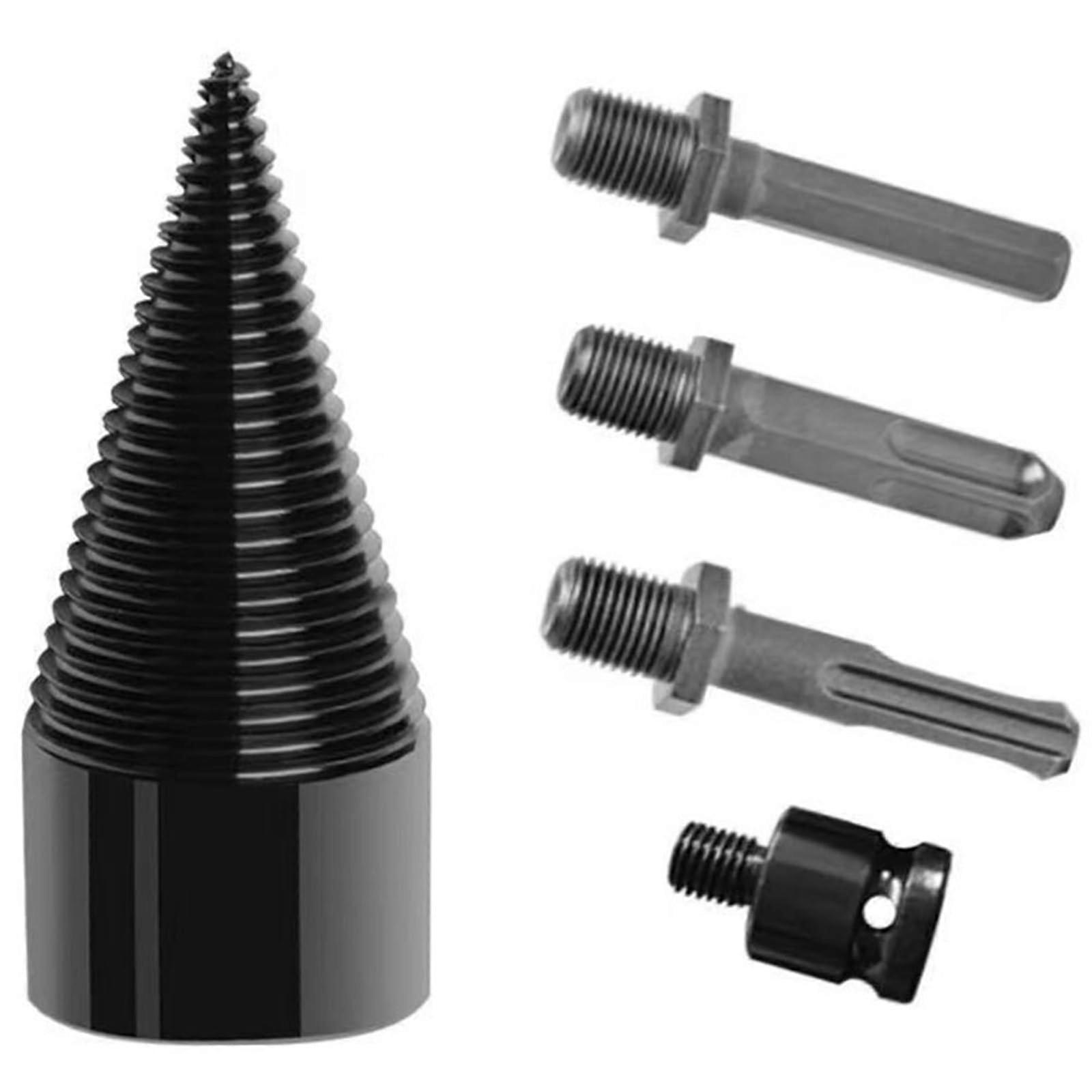 32/42/50mm Wood Drill Bit Firewood Splitter Drill Bit Round/Hex/Square Shank Wood Splitting Cone Reamer Punch Driver Drill Bit(32mm Four Receivers)