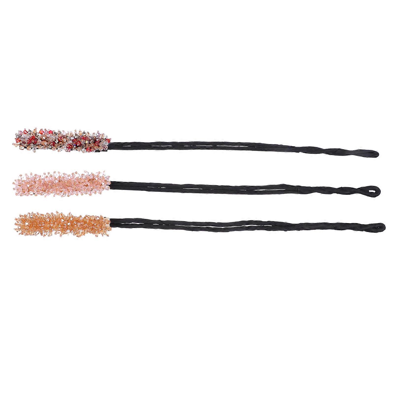 Rhinestone Hair Bun Maker for Women with Crystal and Wire Assorted Color 3 Pieces