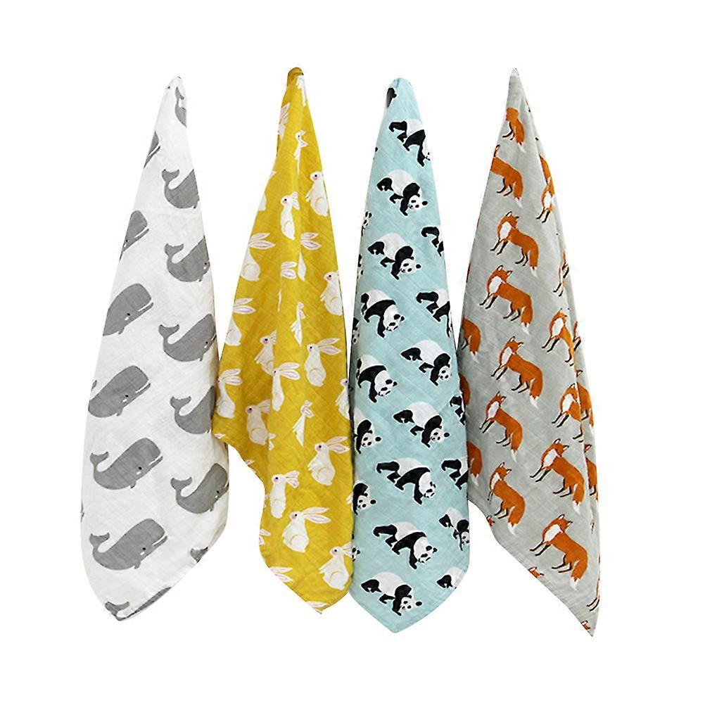 منشفة حديثي الولادة قطن منشفة مربعة صغيرة للأطفال حمام ومسح الوجه 60x60 سم 4 قطع