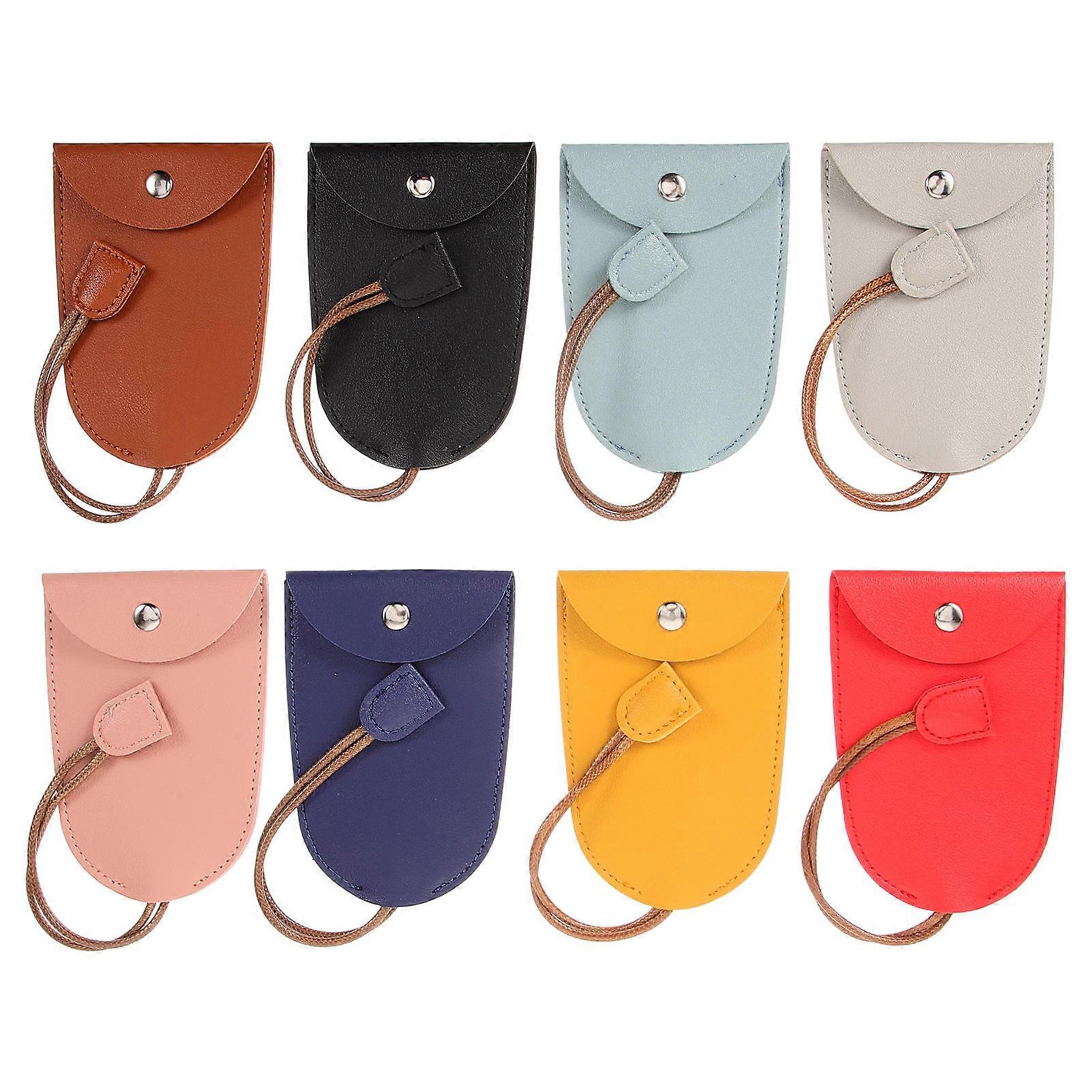 Car Key Protective Case Pull Out Access Pu Material Gray For Travel 8Pcs