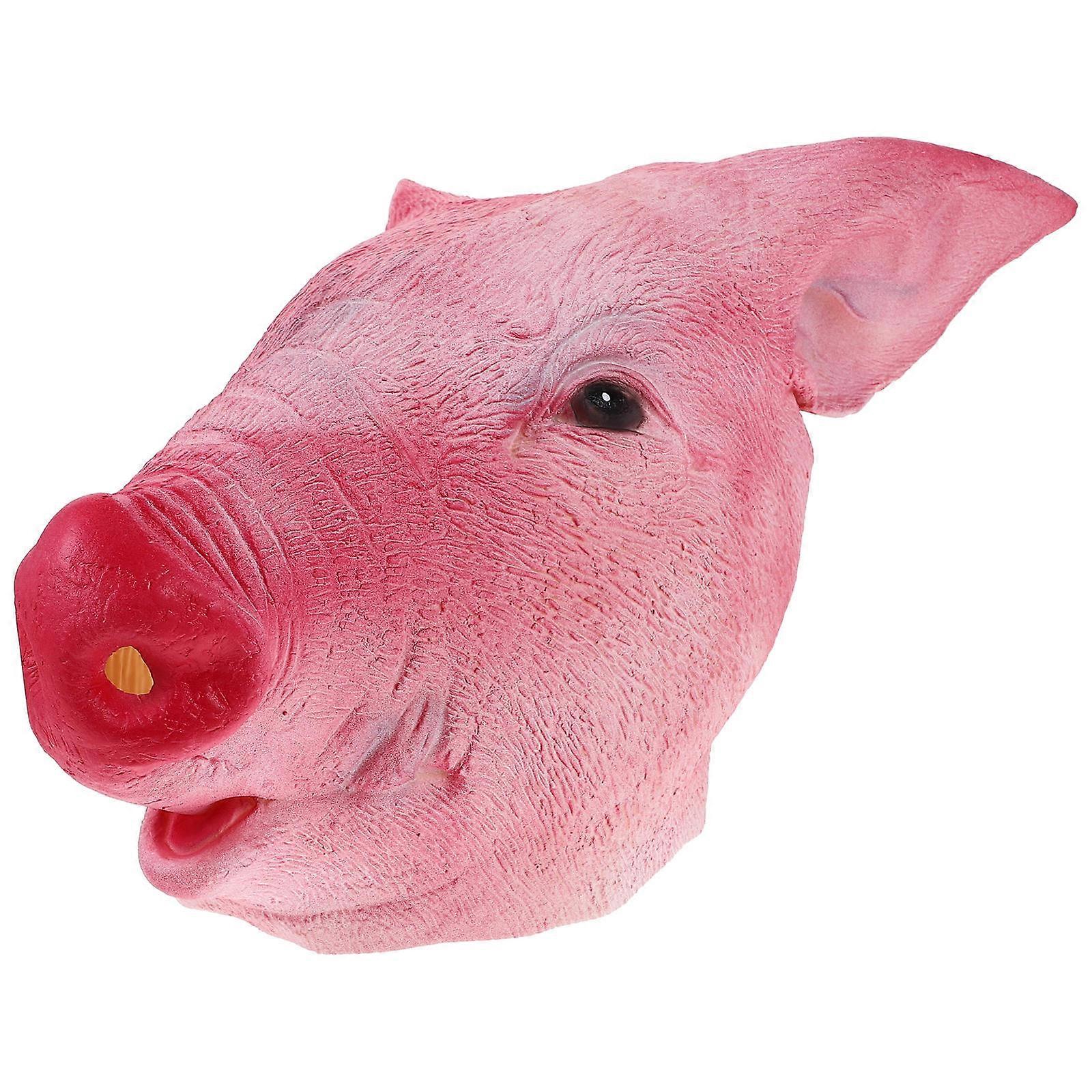 Halloween Face Mask Pink Pig Face Cover Masquerade Mask Dress-Up Pig Head Shape for Dance Shows 36x30cm 1Pcs