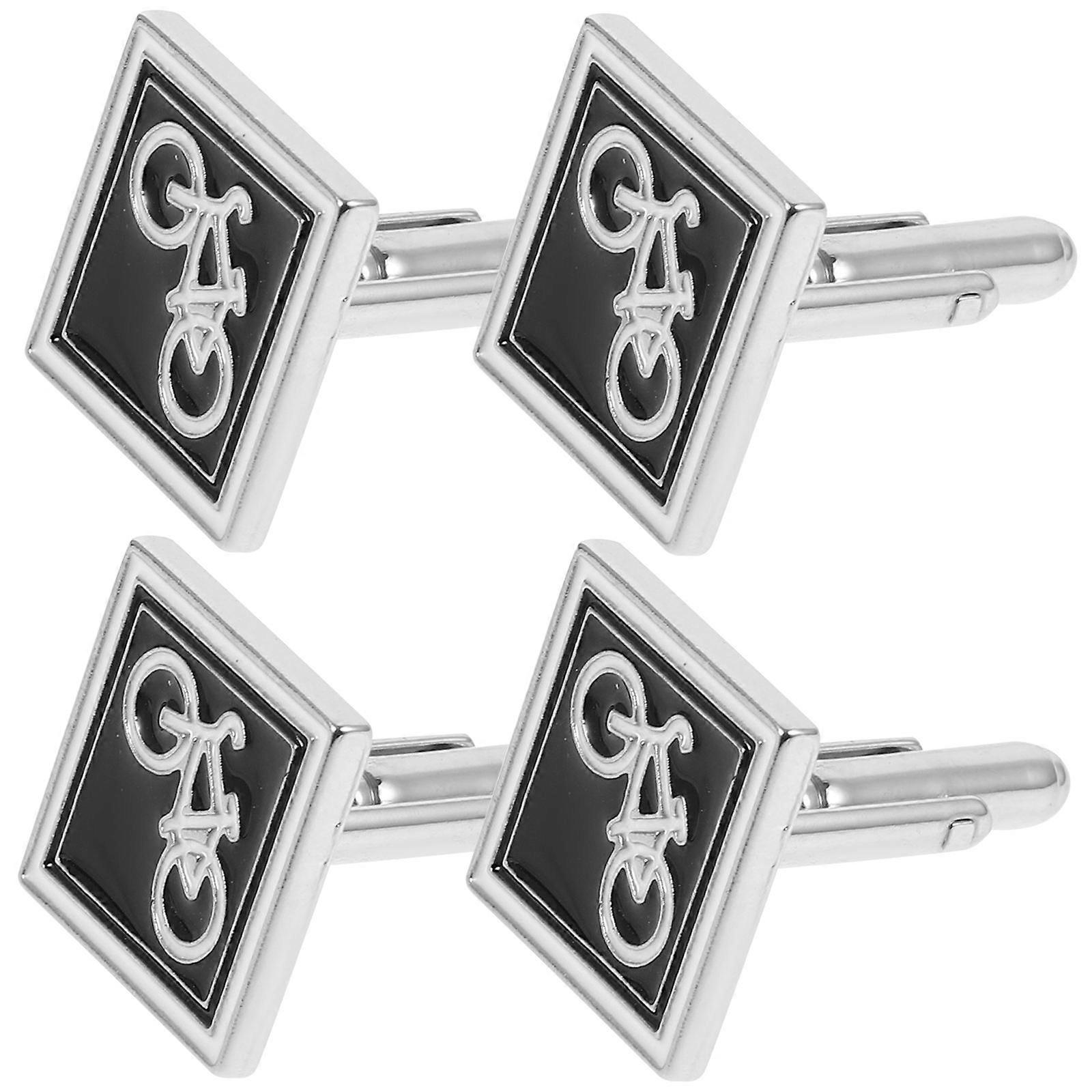 Tuxedo Cufflinks Set Metal Cuff Links Men Shirt Accessories Secure Fit Non-Damaging Surface Square Shape 2Pairs