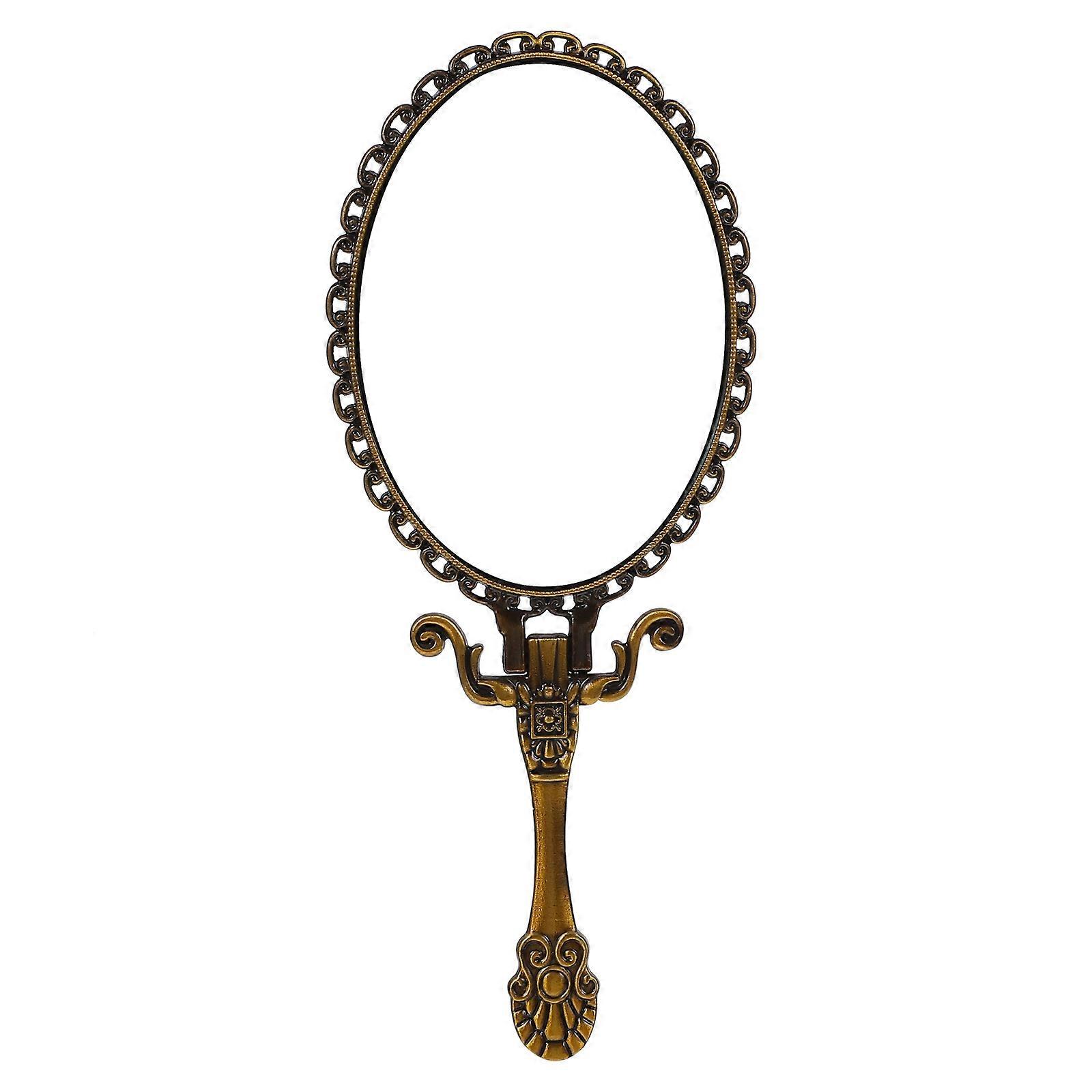 Handheld Mirror Vintage Decorative Hand Mirrors Bronze 18x7.5cm 1Set