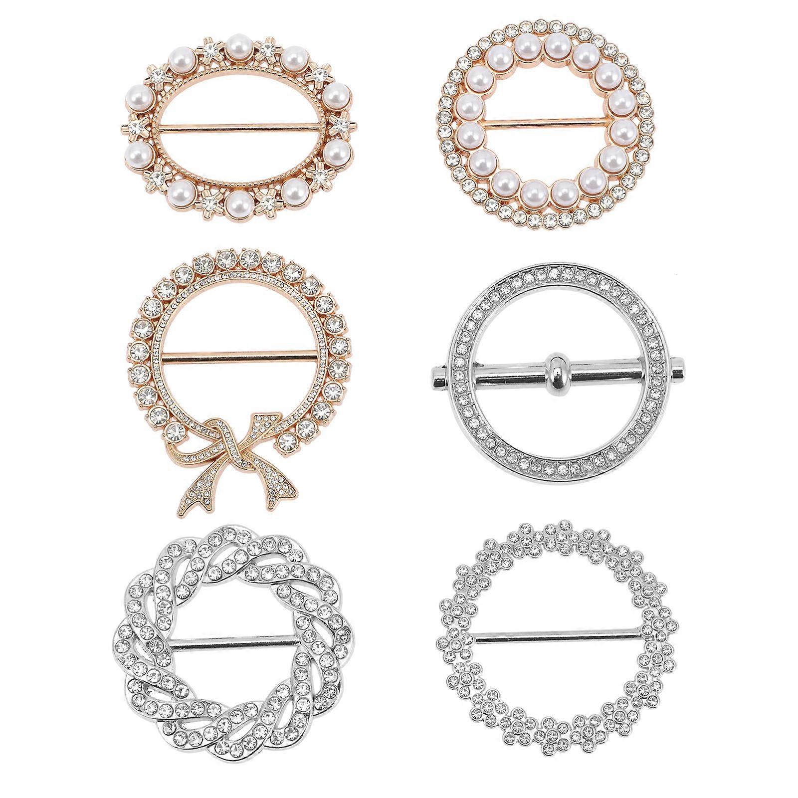 6 τμχ Κλιπ δαχτυλιδιού πουκάμισου στρας Ευέλικτες πόρπες κασκόλ για μεταξωτά κασκόλ, σάλια και ρούχα Κομψά γυναικεία αξεσουάρ μόδας