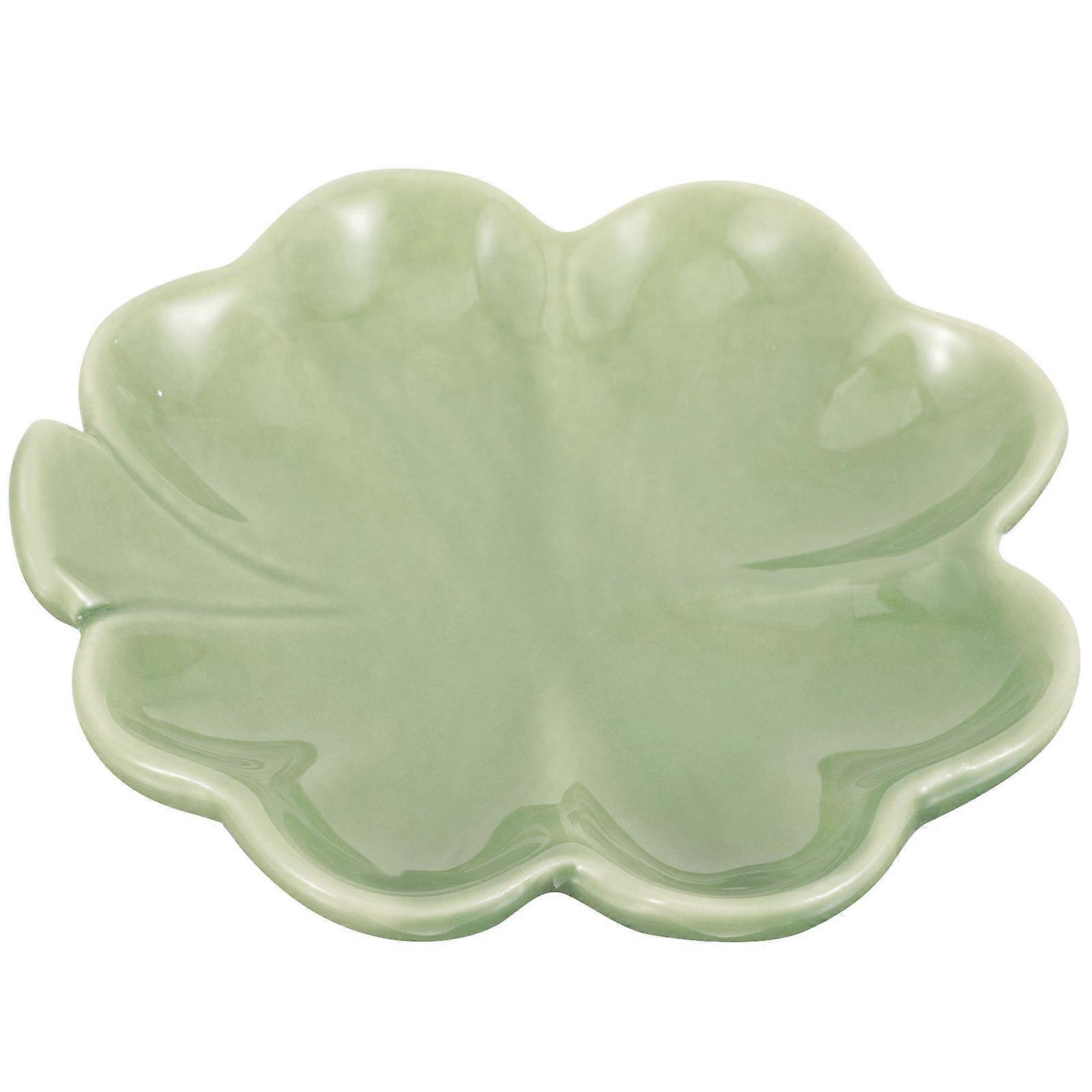 Shamrock Platter Small Ceramic Tray For Cosmetics Storage Scandinavian Minimalist Style 9.00X9.00X1.50CM 1Pack
