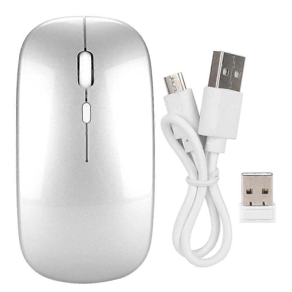 HXSJ M80 2.4GHz Wireless Rechargeable Silent Ergonomic Mouse with USB Receiver (Silver)