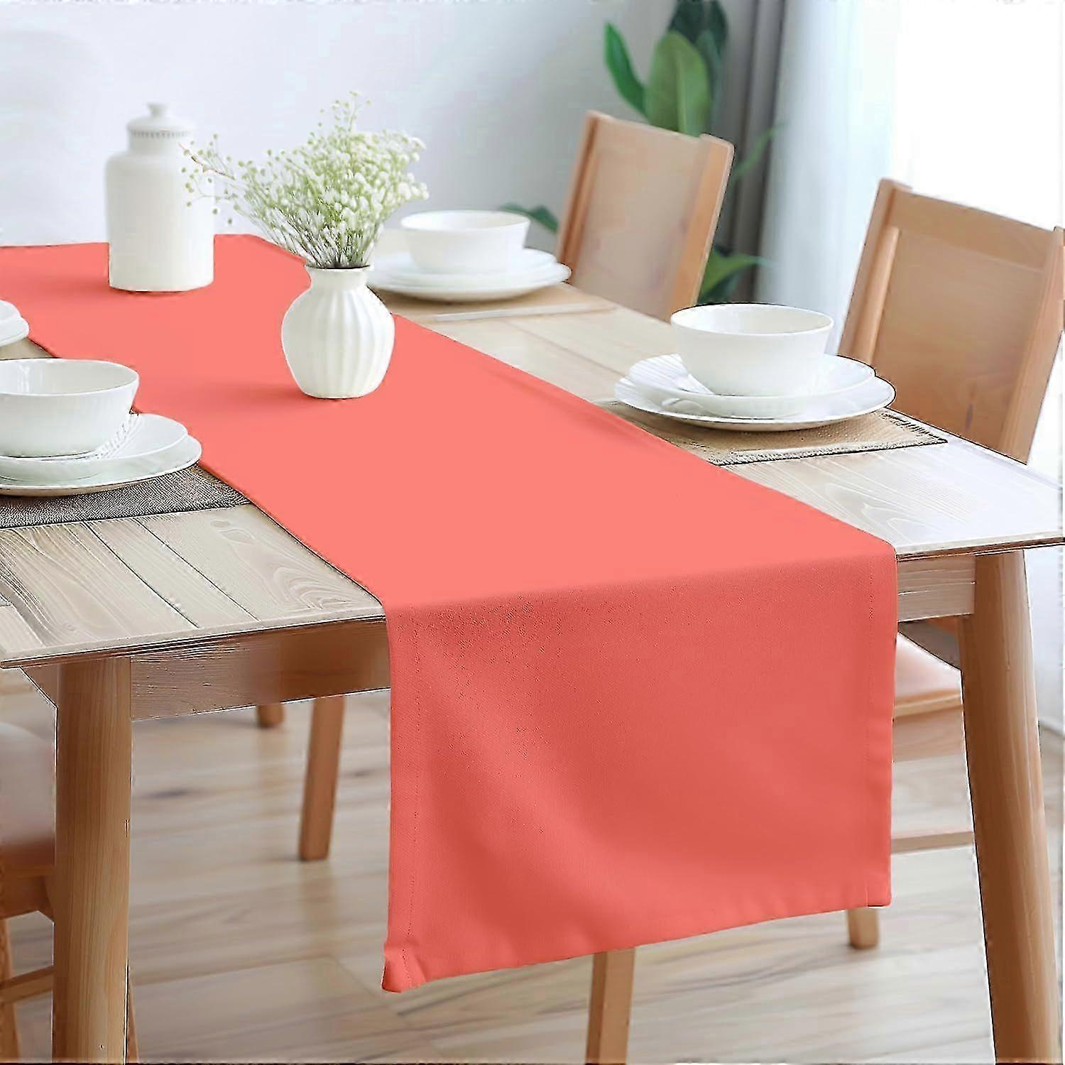 Latest Model Long Table Runner 13x72 inches | Cotton Canvas Fabric | Coral Solid Color | Edition 0621