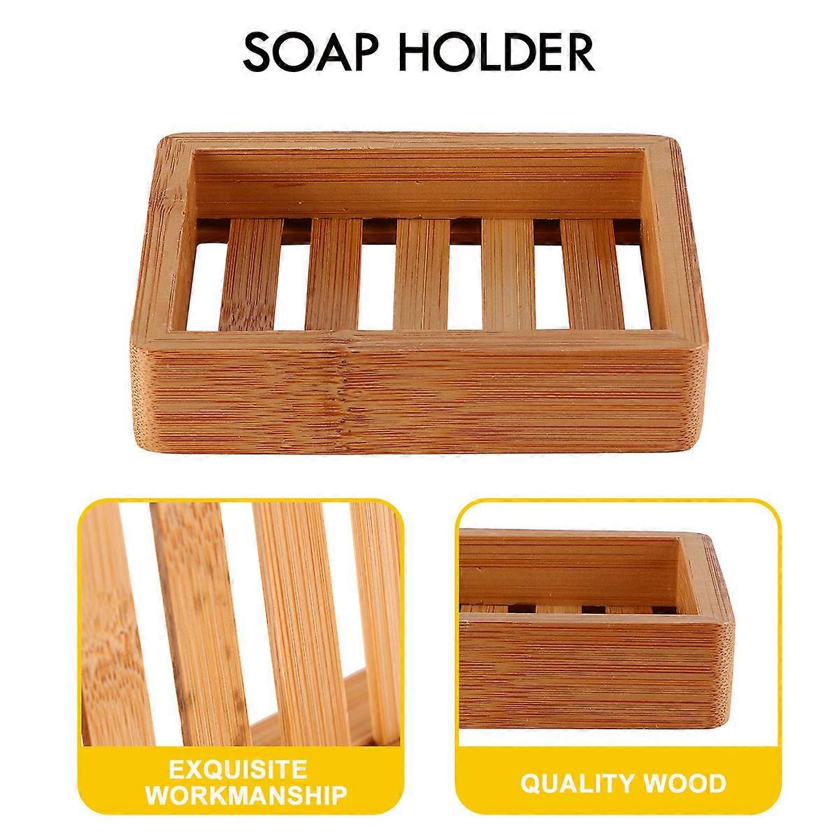 Bathroom Soap Dish Rectangular Bamboo Soap Dish Keep Soap Dry 1Pcs