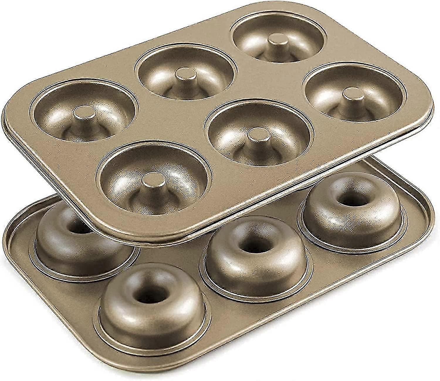 Nonstick 6-cavity Donut Pan 2-pack Gold