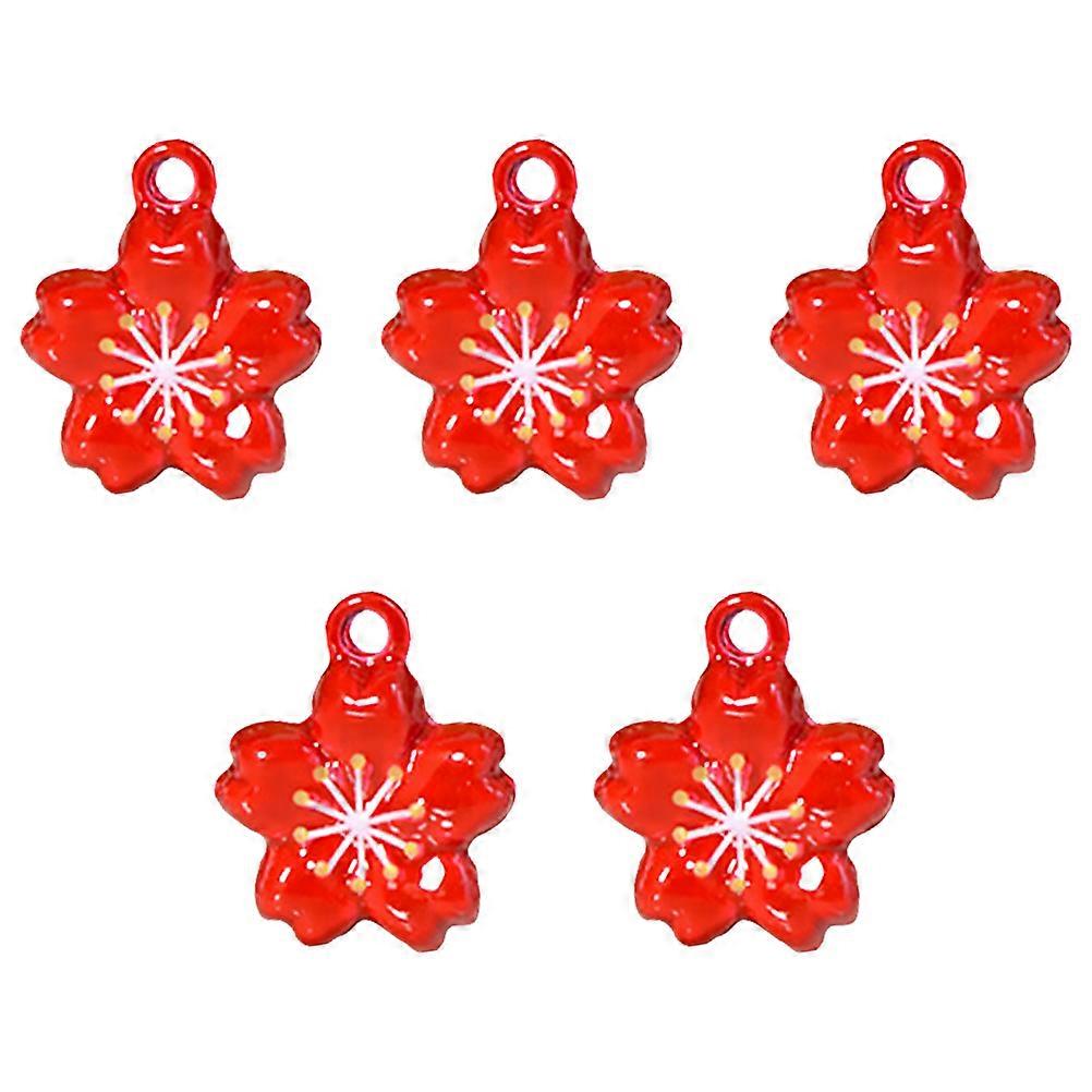 Decorate Dog Accessories Pet Bell Cherry Blossom Shape Red Color 1.6X1.3X1.3CM 5Pcs