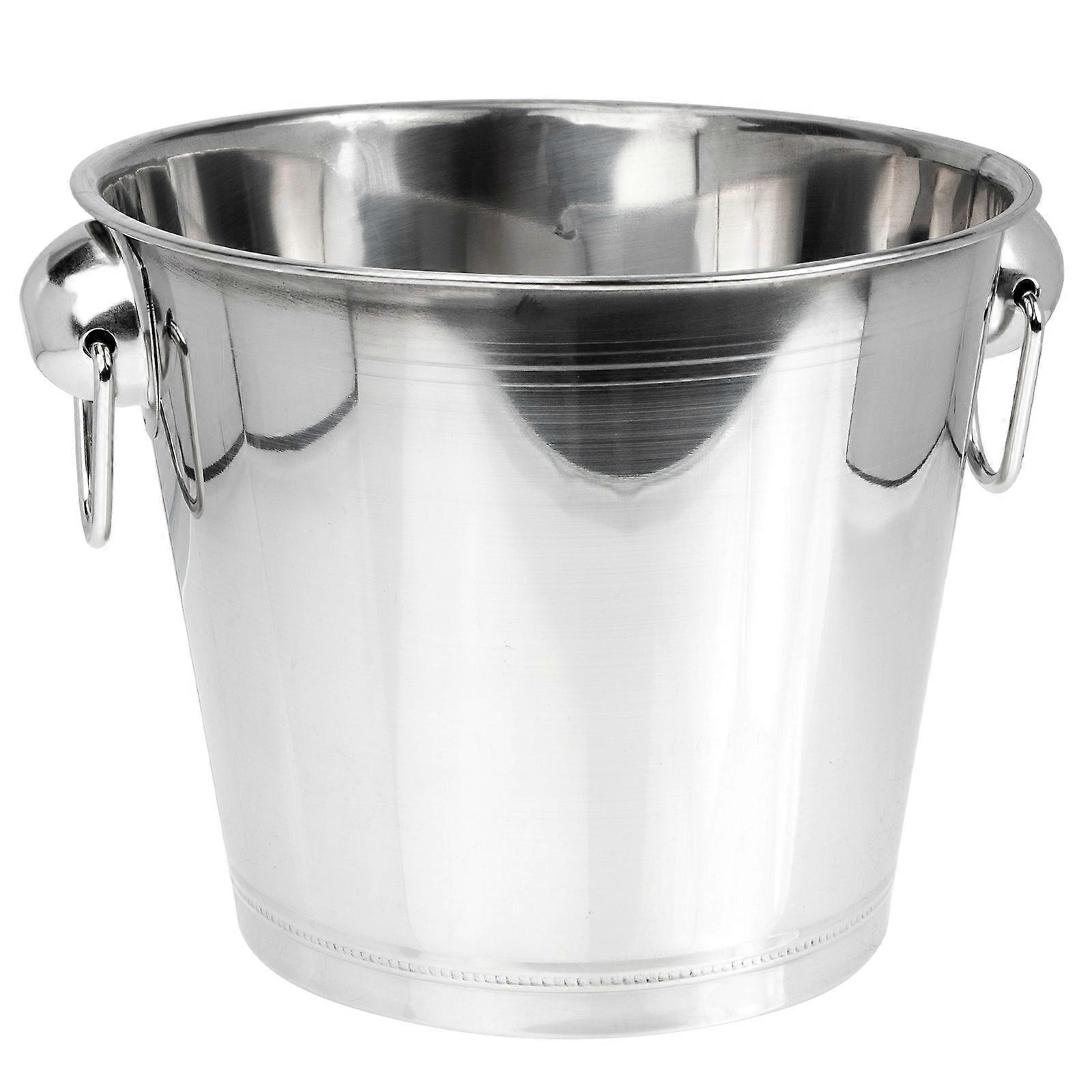 Party Ice Bucket Wear-Resistant Ice Container Beverage Cooling Silver 22.00X22.00X16.00CM Double Insulated Design 1Pack