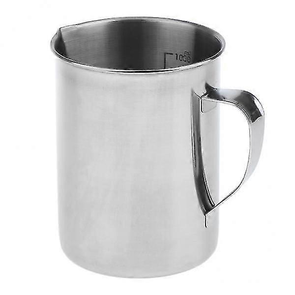 3x스테인레스 스틸 주방 실험실 핸들 물 액체 측정 컵 머그 1000ml