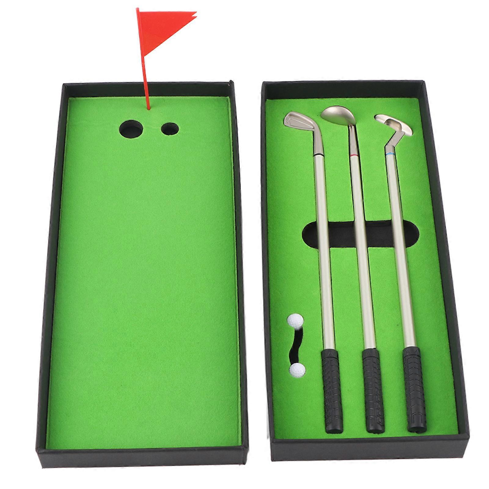 Ensemble de 3 mini clubs de golf, stylos à bille avec boules, drapeaux, papeterie décorative