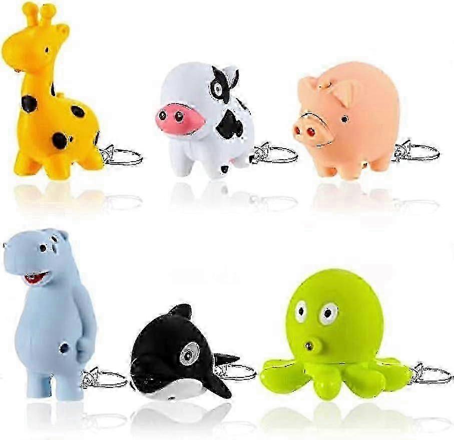 6ピース ナース懐中電灯 小児科看護師懐中電灯キーチェーン 動物懐中電灯 子犬キーチェーン トラ フラミンゴ ナマケモノ 恐竜 猫懐中電灯キーチェーン P