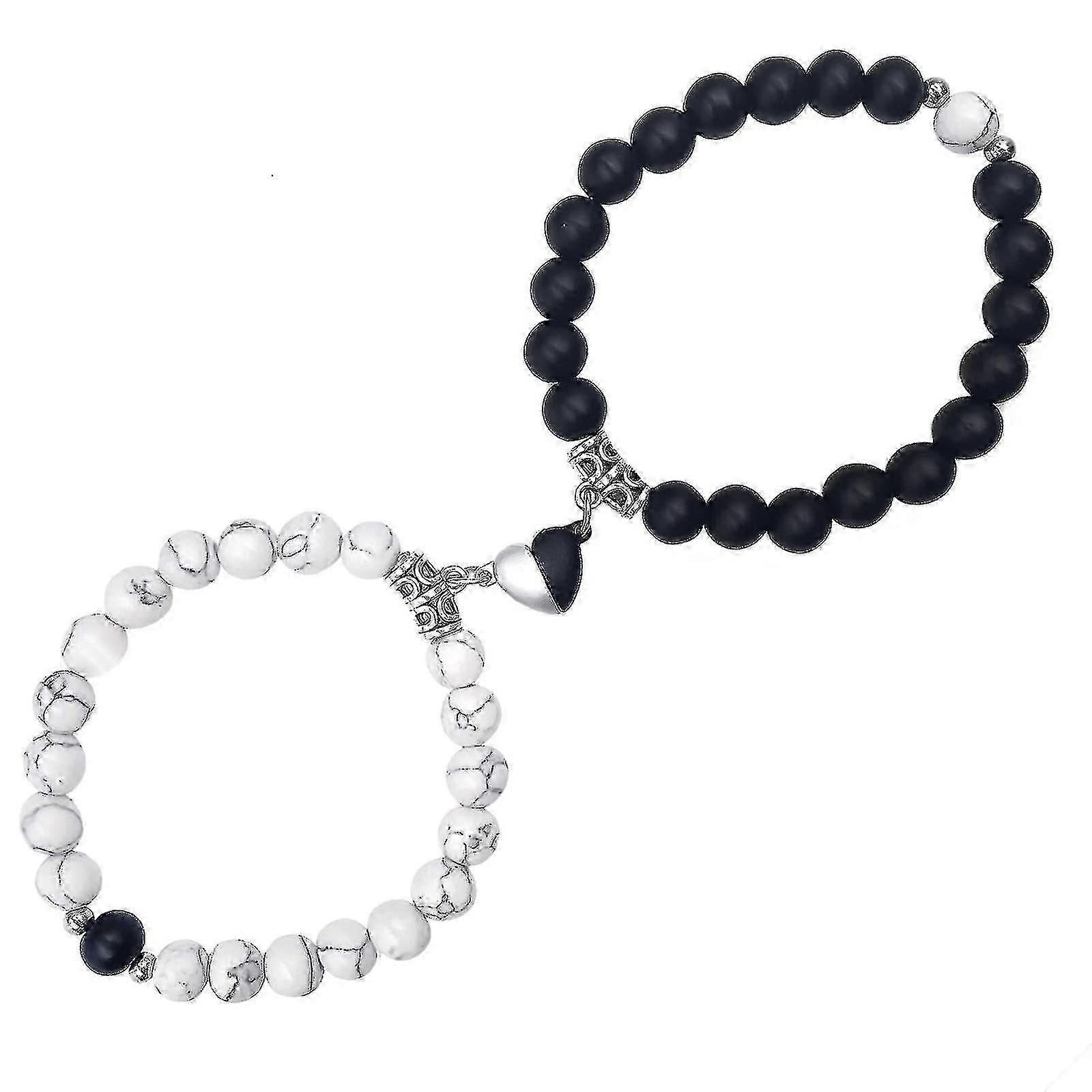 Matching Couple Bracelets with Magnetic Attraction for Long Distance Relationships (Set of 2)