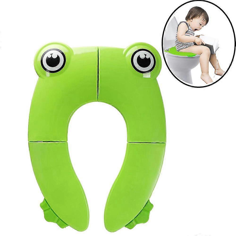 מושב אסלה לילדים, מושב אסלה מתקפל לנסיעות, מושב אסלה נייד לנסיעות גמילה מחיתולים לפעוטות עם תיק אחסון (ירוק)