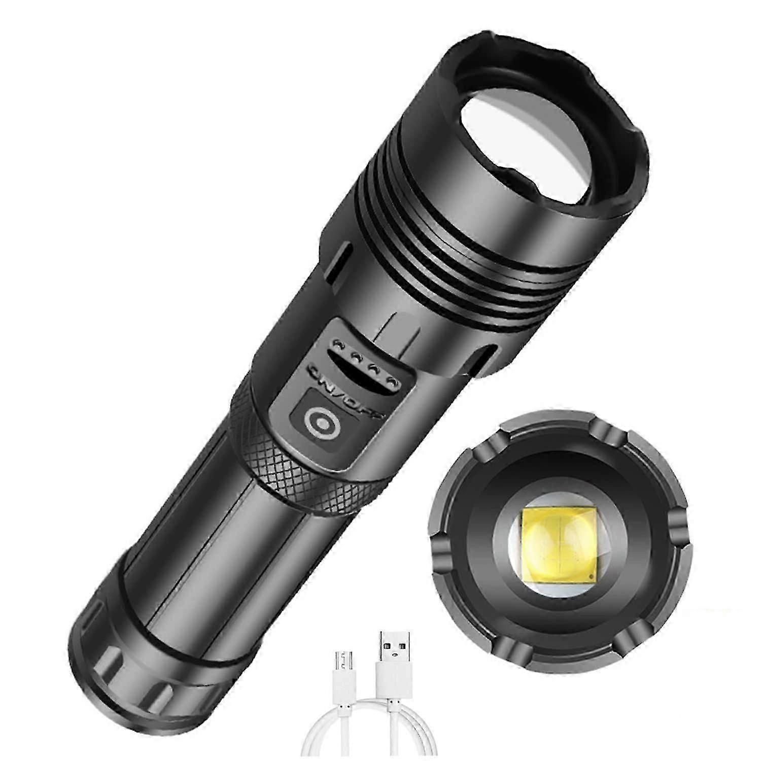 Flashlight, Flashlights High Lumens Rechargeable, Most Powerful Flashlight(Black)