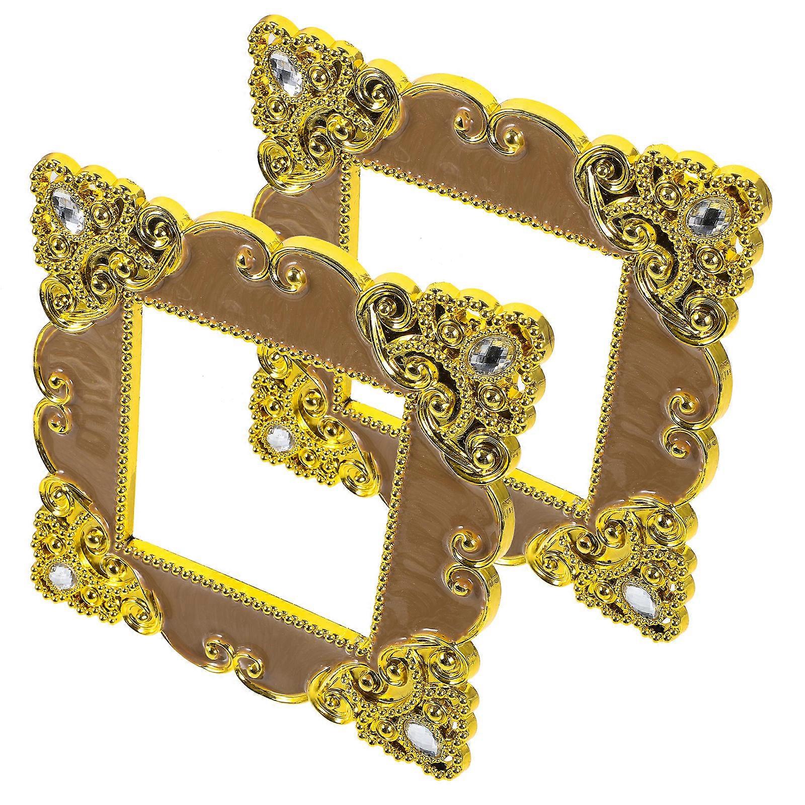 Socket Sticker Classic Square Golden Plastic Waterproof Colorfast Durable Luminous Design 2Pcs