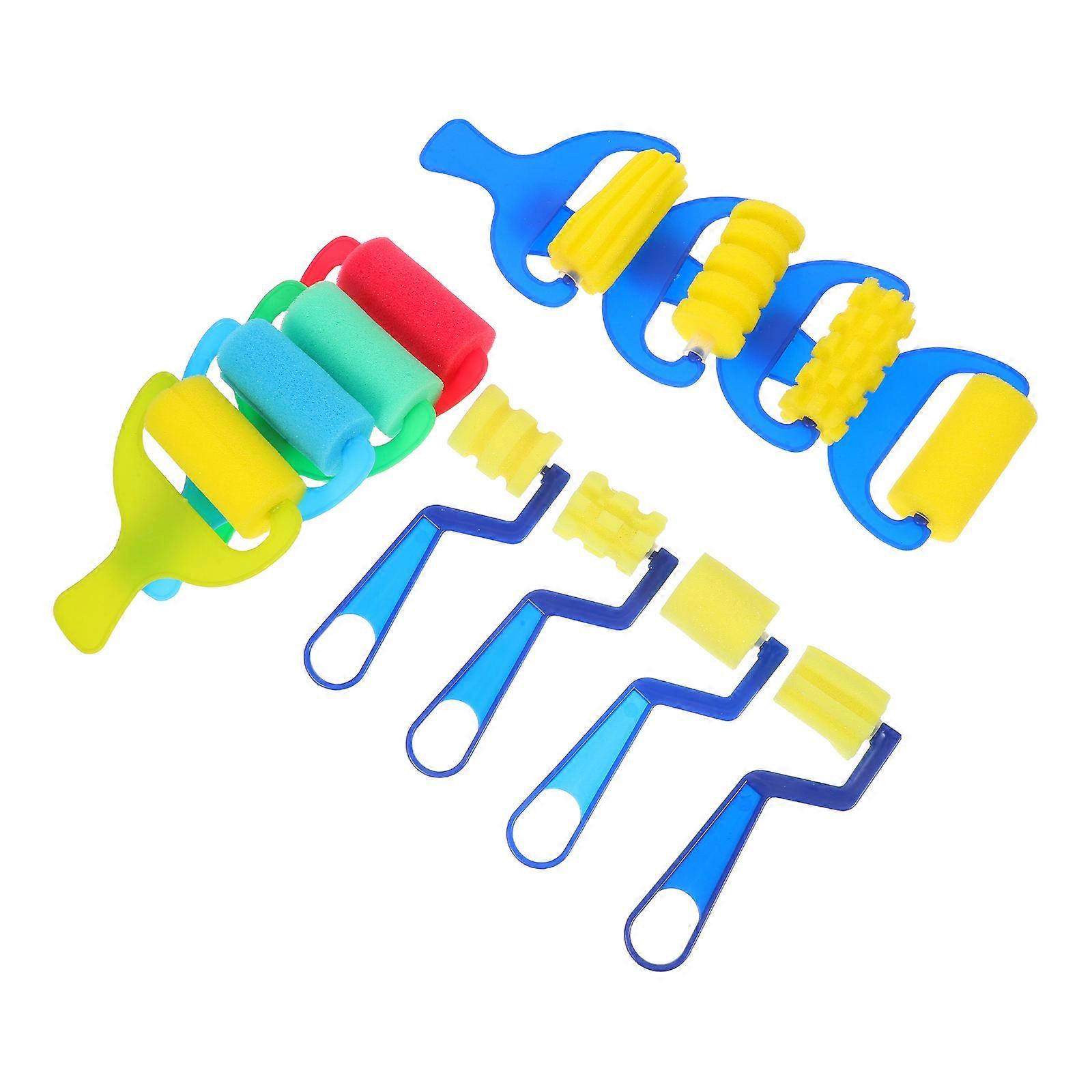 12PCS Sponge Paint Roller Set for DIY Craft Painting – Soft Stamp Design Rollers & Easy Clean Brushes for Home, Kindergarten & Family Art Activities
