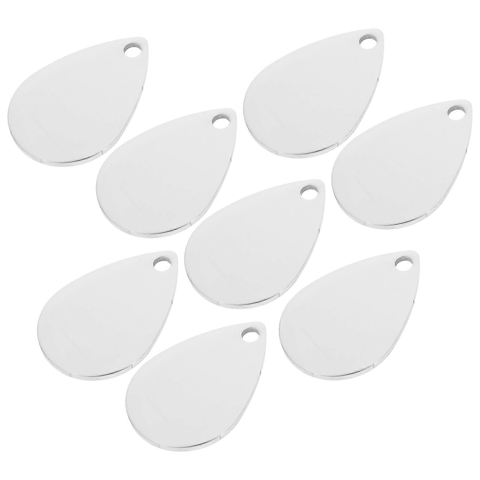 8pcs Stainless Steel Water Drop Stamping Blank Tags for DIY Jewelry Making – Durable, Rustproof Engraving Pendants for Metal Charms