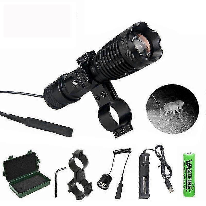 940nm IR Infrared LED Light Zoom Flashlight Night Vision Hunting Torch with Battery and Mount