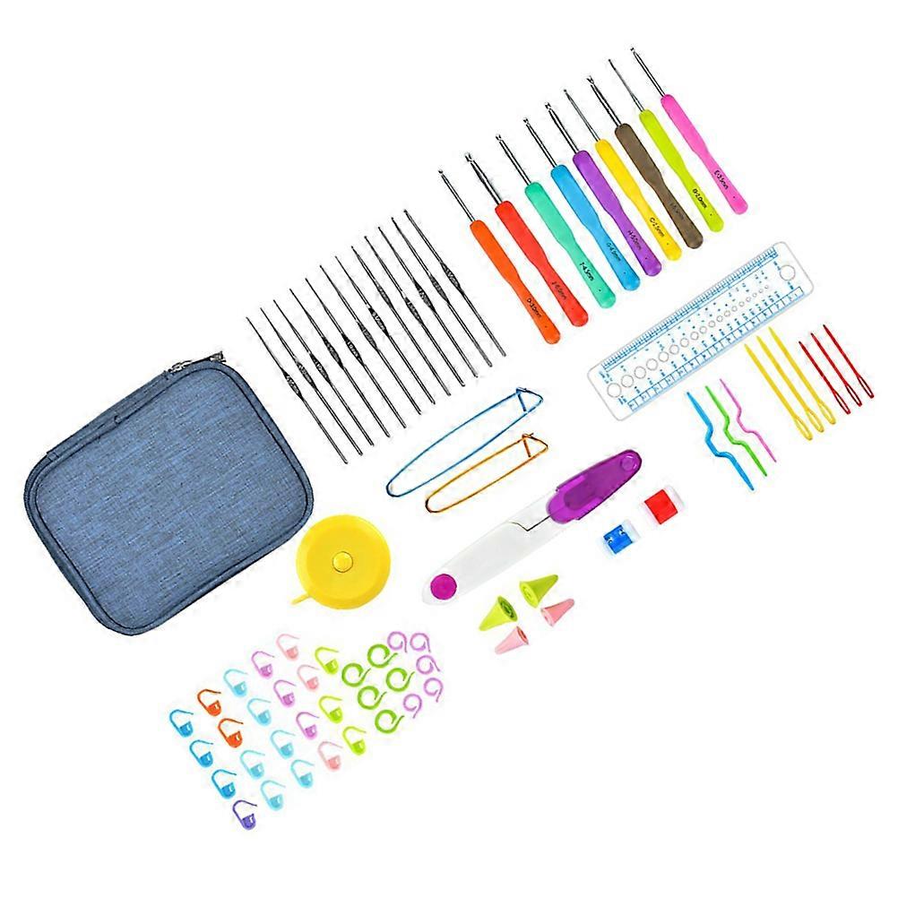 Crochet Hooks Kit Yarn Knitting Needles Sewing Tools Grip Set With Bag Multiple Sizes Marked on Handle DIY Kit 72Pcs