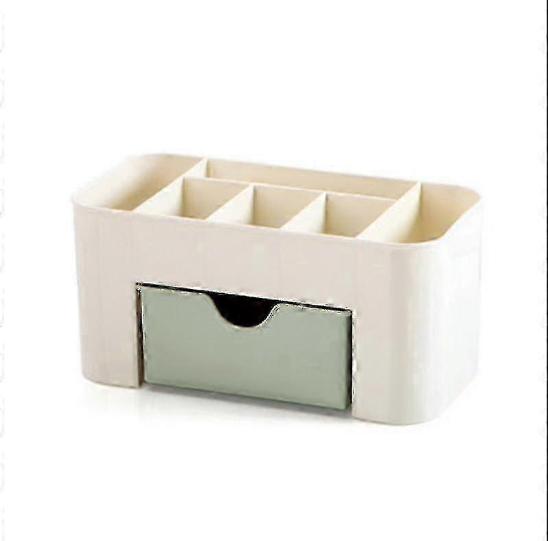 Plastic Cosmetic Box for Brush and Cotton Swabs Storage with Drawer in Light Green