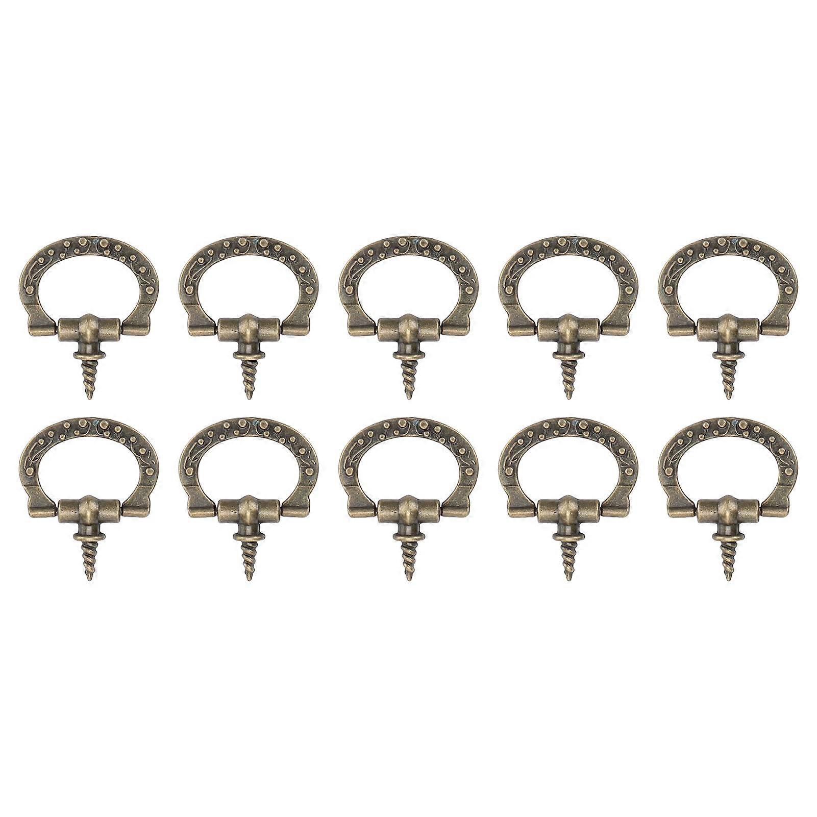 Hook Photo Frame, Picture Hanging Hooks Set, 10-Piece Screw-Thread Pull Handles, Retro Single-Hole Bronze Jewelry Box