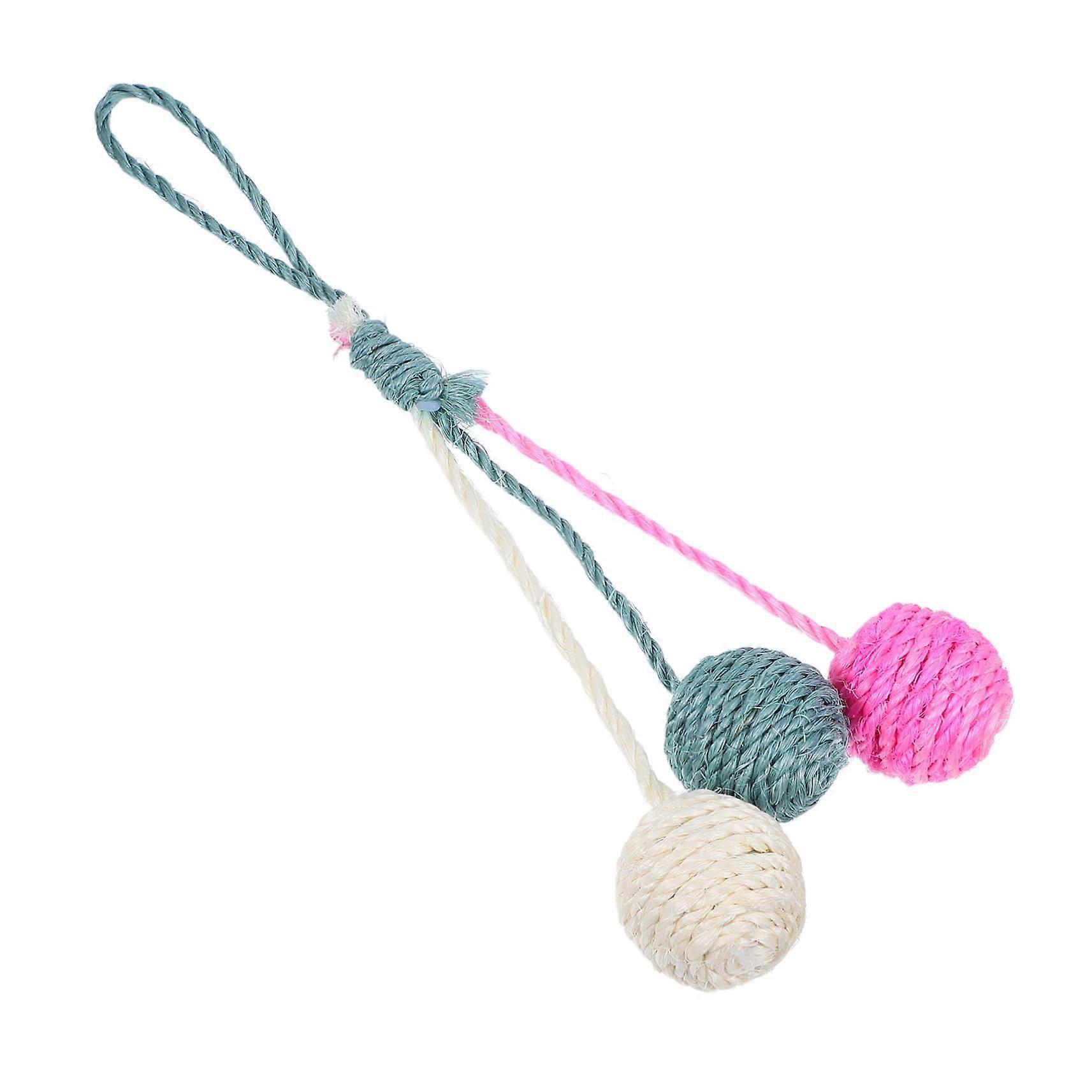 Sisal Indoor Cat Toy Interactive Kitten Kicker with Hanging Colorful Balls Motion Play for Pets