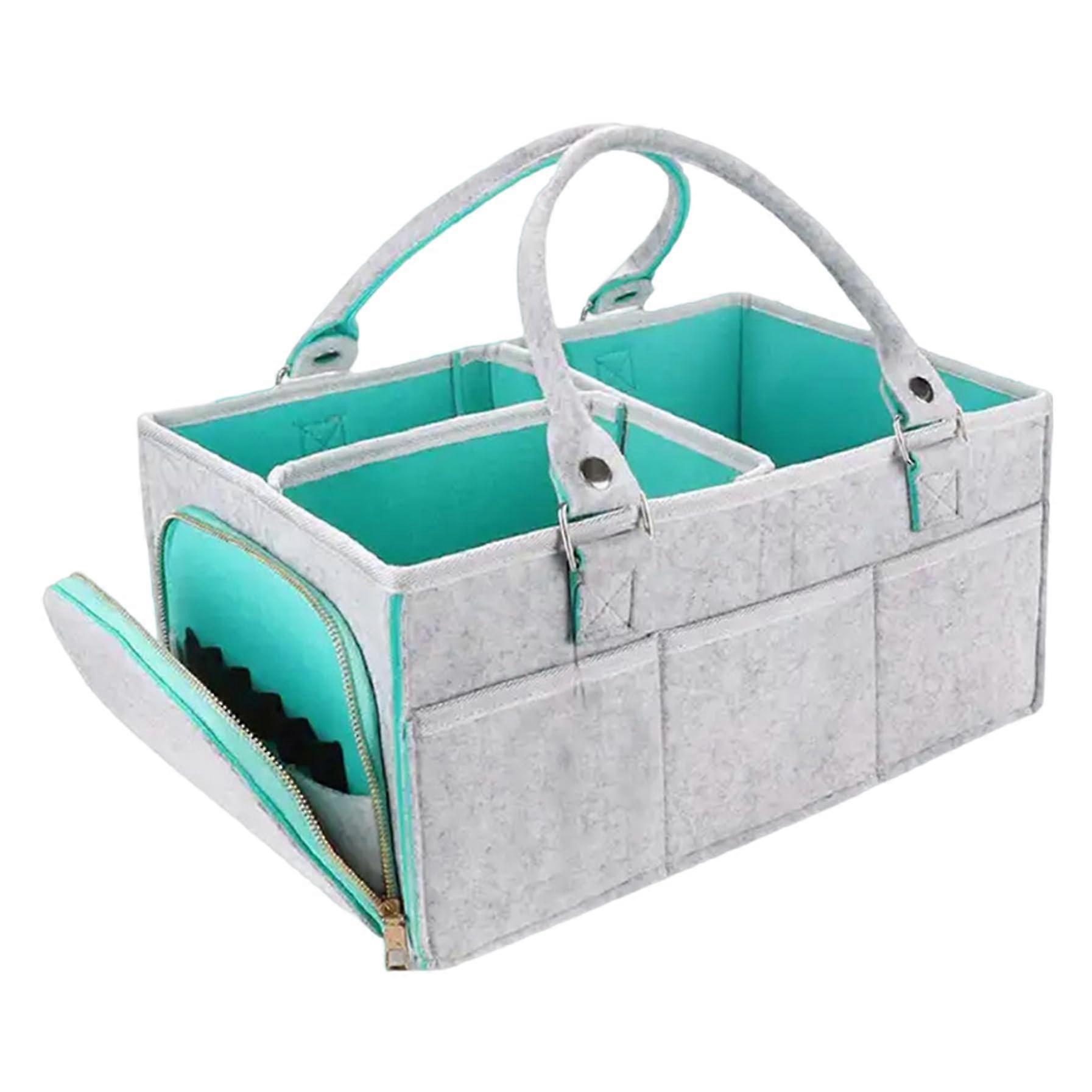 Baby Diaper Caddy Organizer for Changing Table, 15 x 10 x 7 Kindergarten Storage Bin with Handle, Felt Diaper Organizer for Indoor Outdoor Use