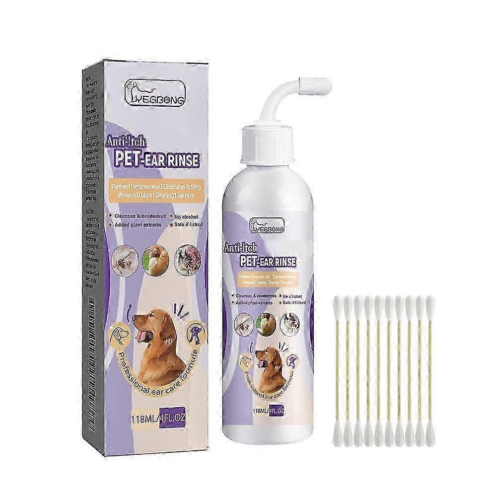 1-10 flasker hundeørerens dråper 118 ml med bomullspinner