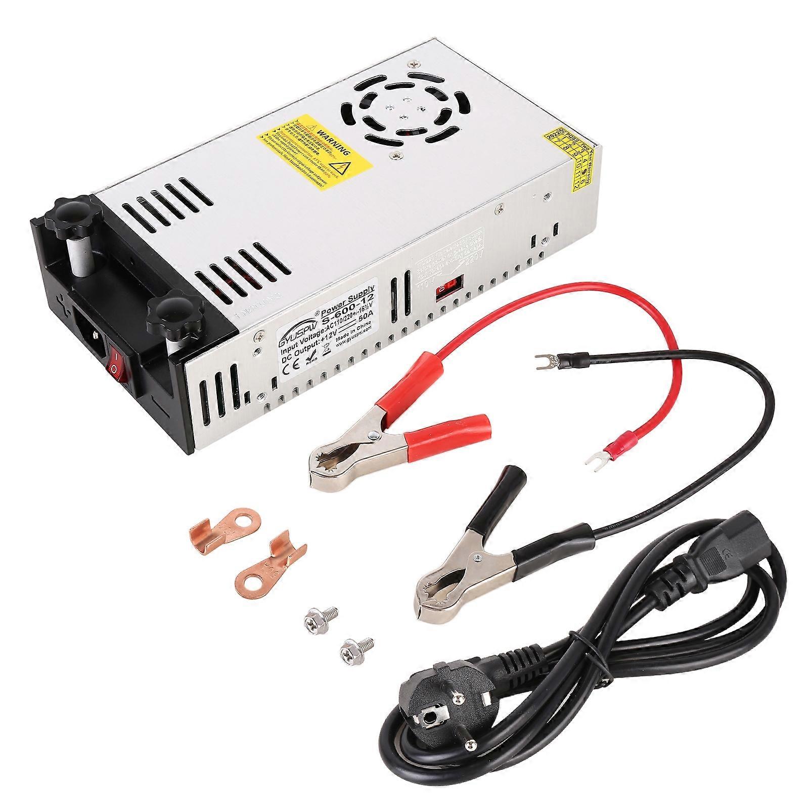 S-600-12 DC12V 600W 50A DIY reguleret DC-kobling strømforsyning Strøm Step-down transformer med clips, EU-stik