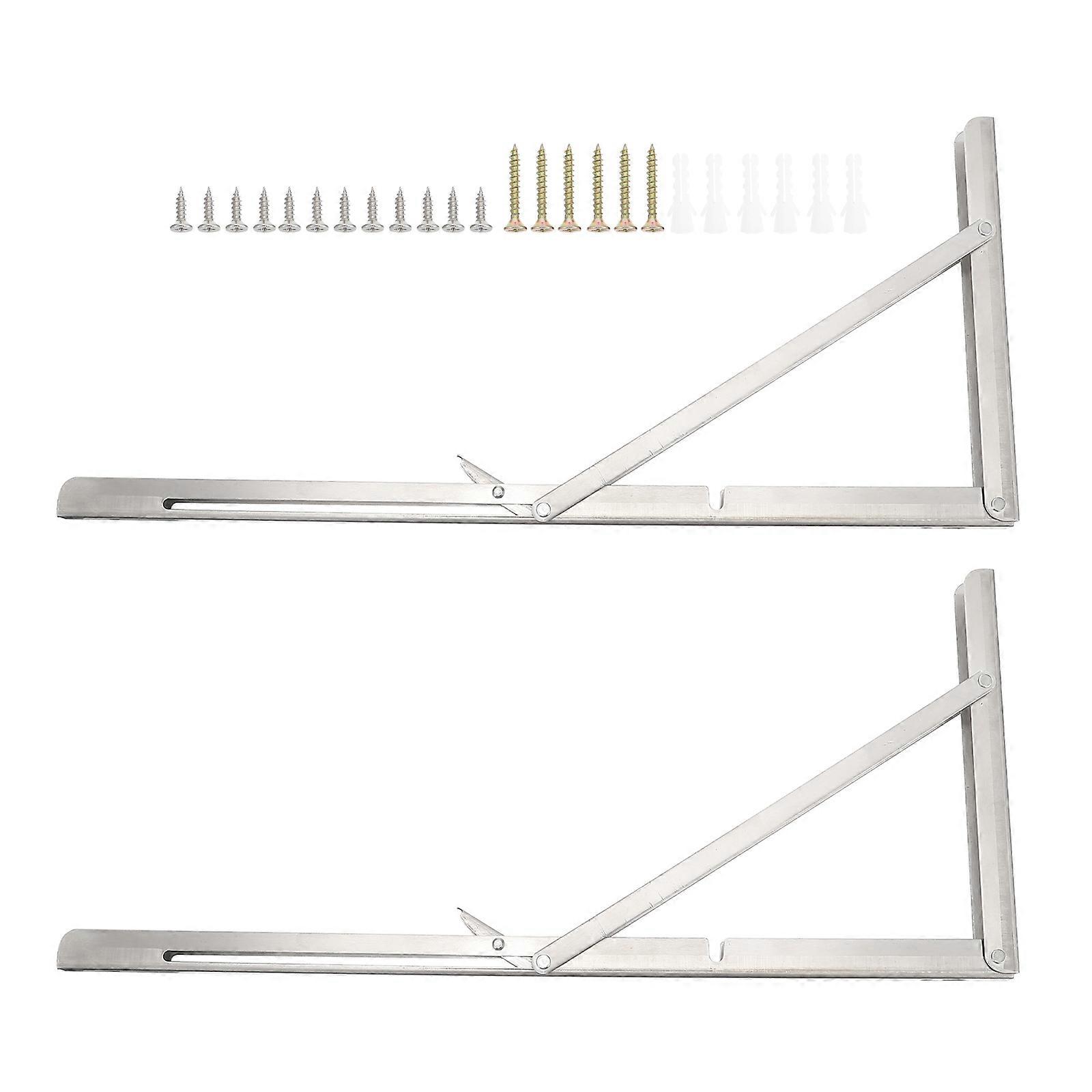 Stainless Steel Folding Brackets Wall Board Support Rack 2Pcs for Home