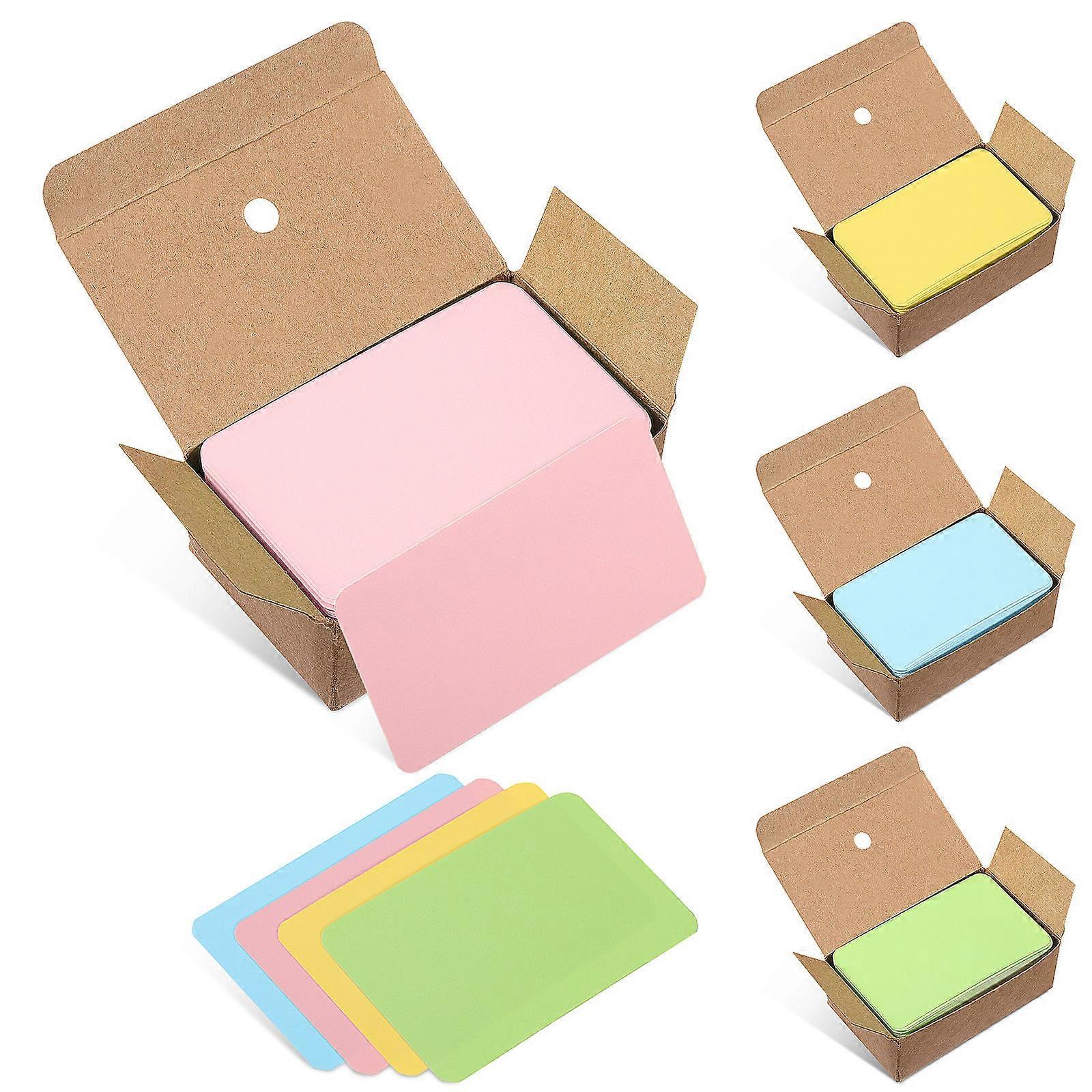 Colored Index Cards Blank Kraft Paper Cards for Memory Notes Message Writing Rounded Corners 4Boxes