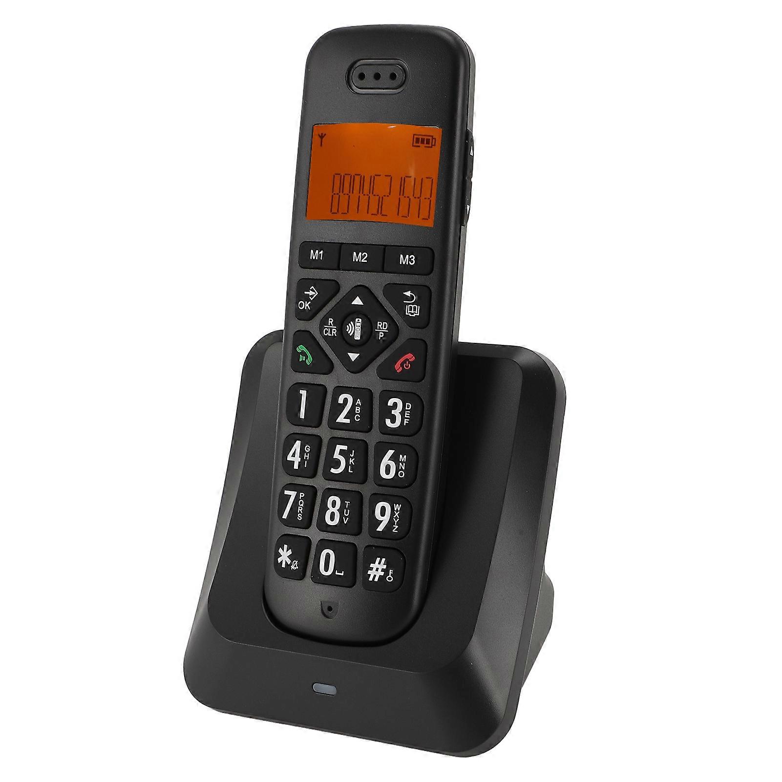 Téléphone sans fil Big Button Combiné Noir LCD 400mAh Prise UE
