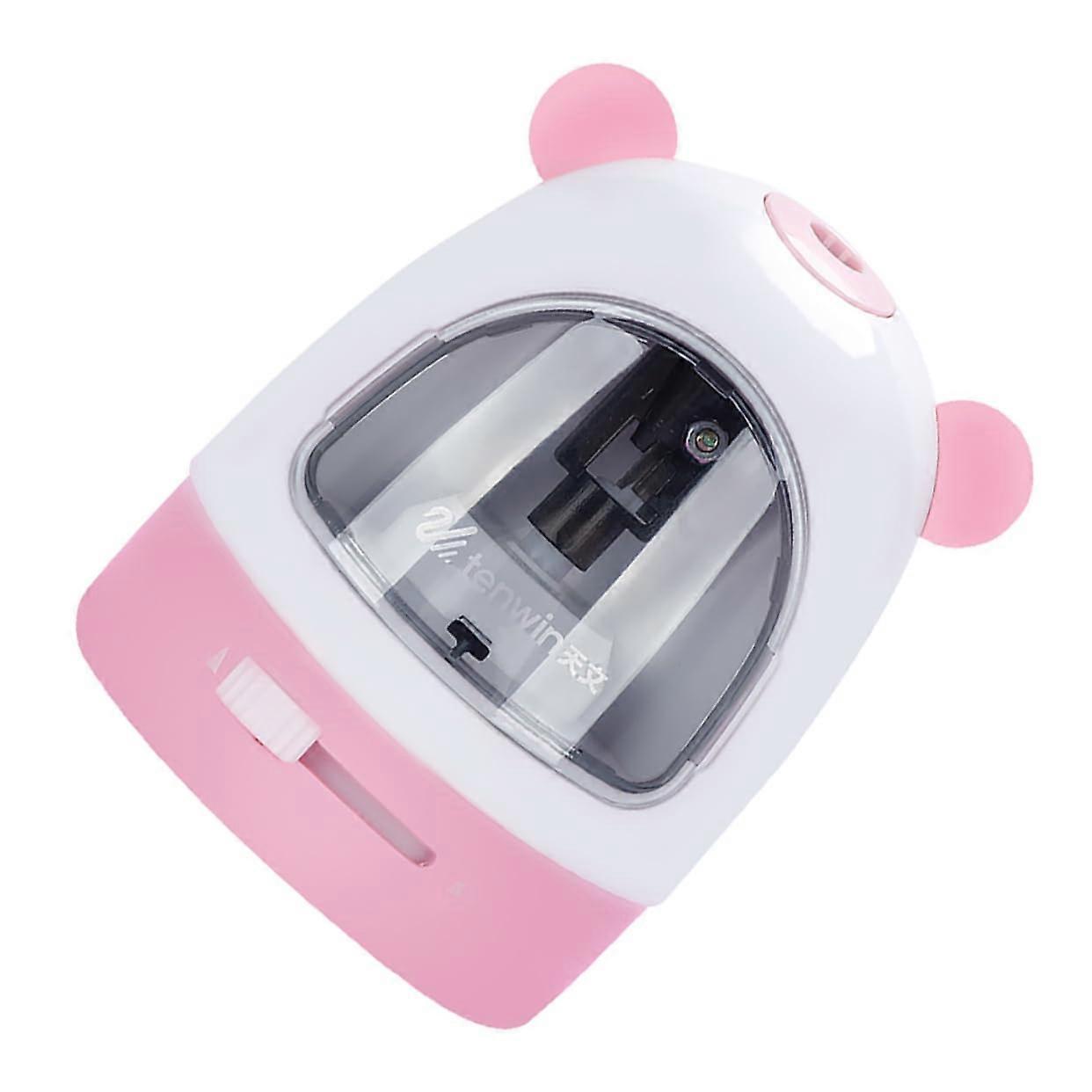 Electric Pencil Sharpener Automatic Pink Sharpener for Children Plastic Stationery Compact Design with Easy-to-Use Features