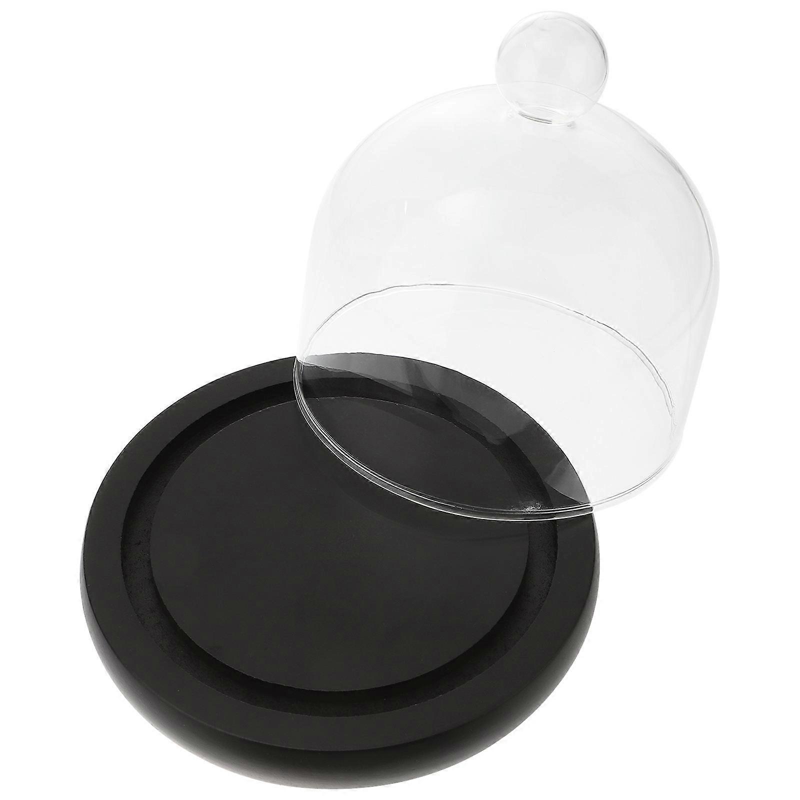 Transparent Glass Dome Cover Home Decoration Black Base 4.7×4.7×4.7in Preserved Flower Cover 1Pack
