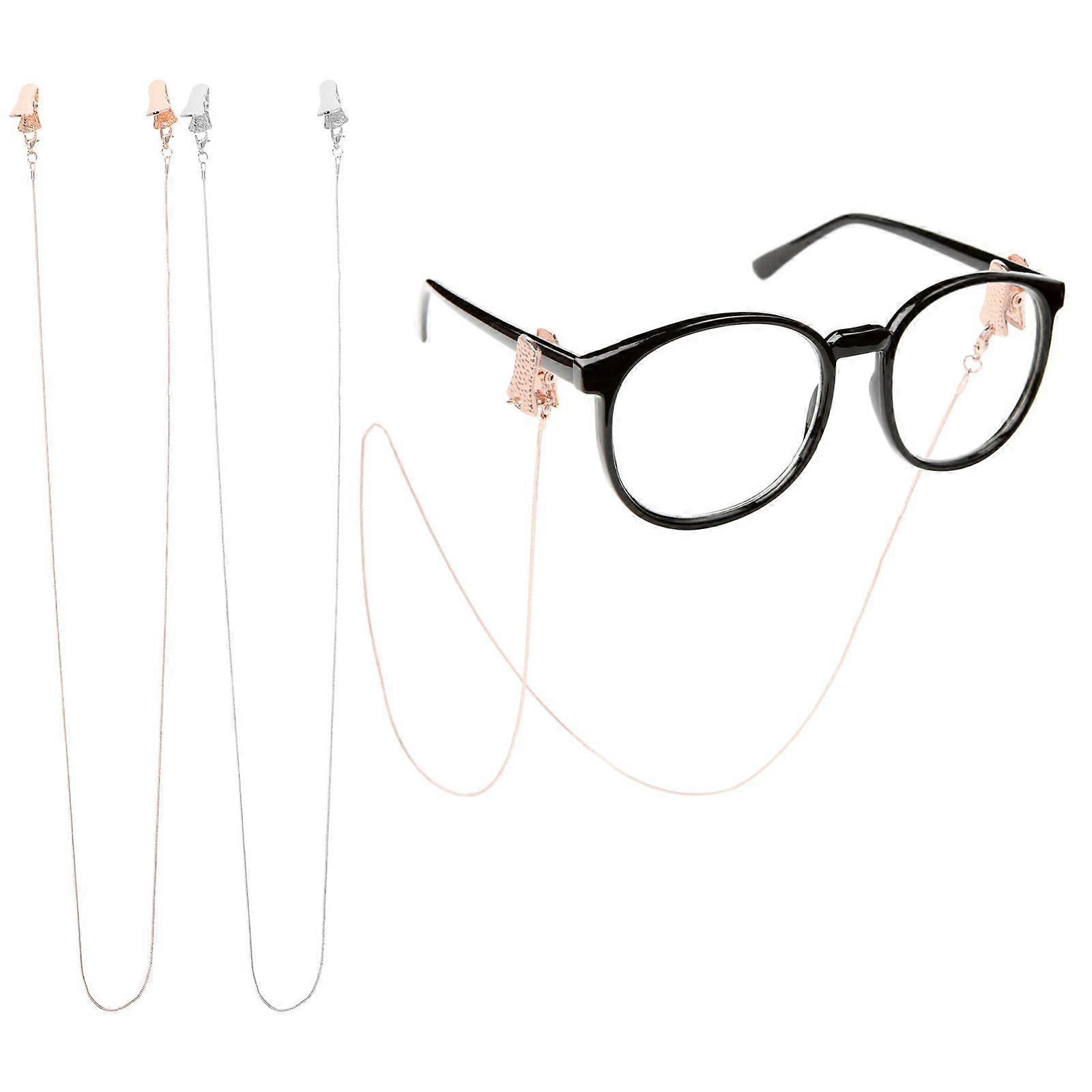 2Pcs Metal Mask Holding Chains Glasses Chains Holders (Assorted Color)