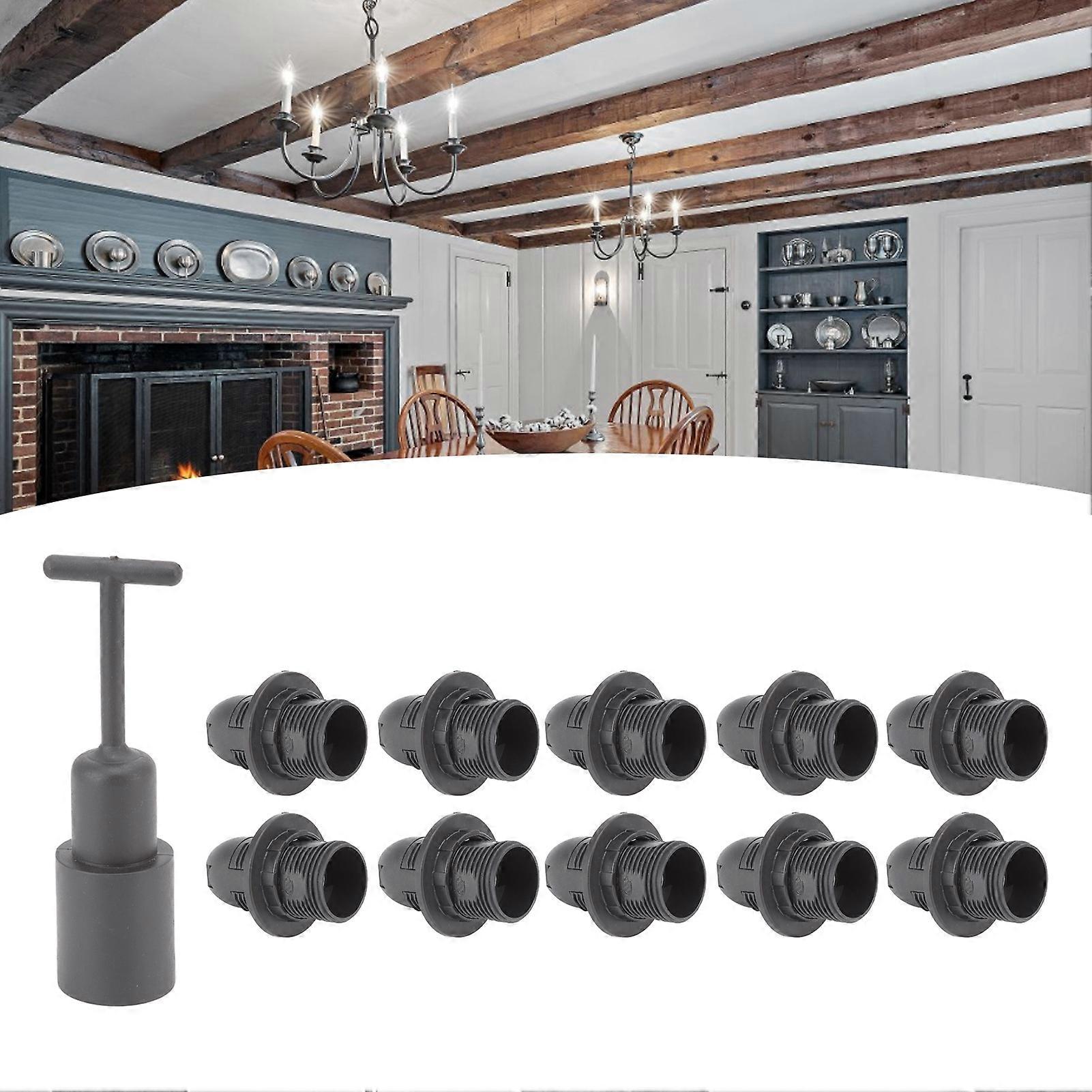 10PCS E14 Lamp Holder ABS with Sleeve High Temperature Resistant Light Socket Base for Home Black