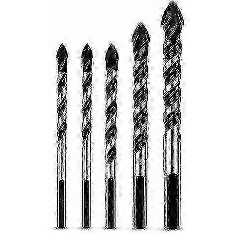 Set of 5 Multi-Material Drill Bits with Tungsten Carbide Tips - Precision Tools for Ceramic, Tile, Concrete, Brick, Glass, Plastic & Wood (6