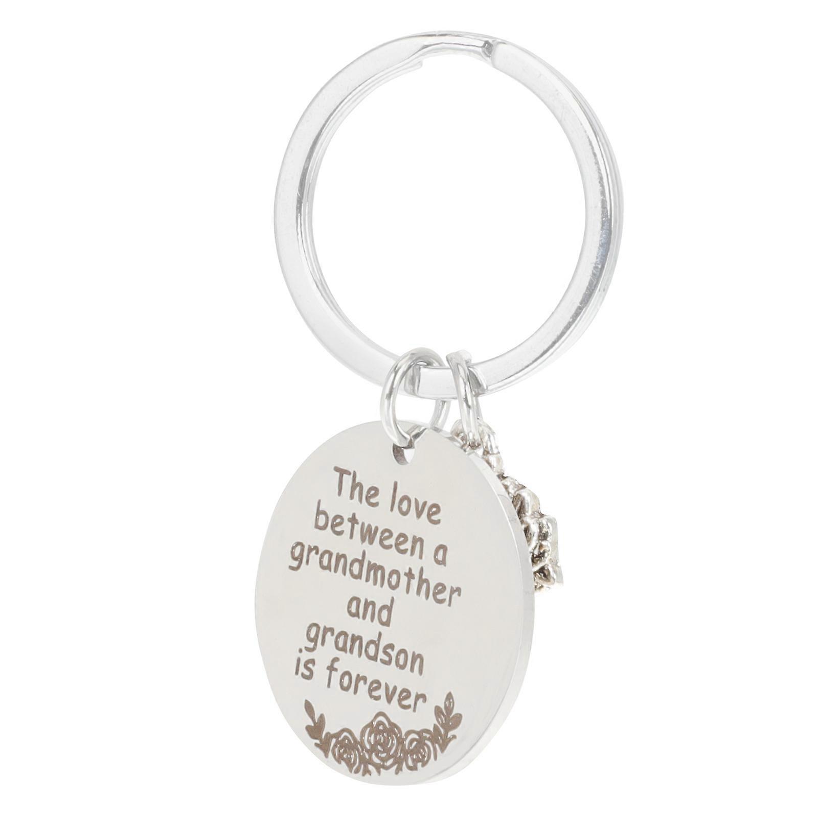 Silver Grandmother Keychain Stainless Steel Keyring for Decoration
