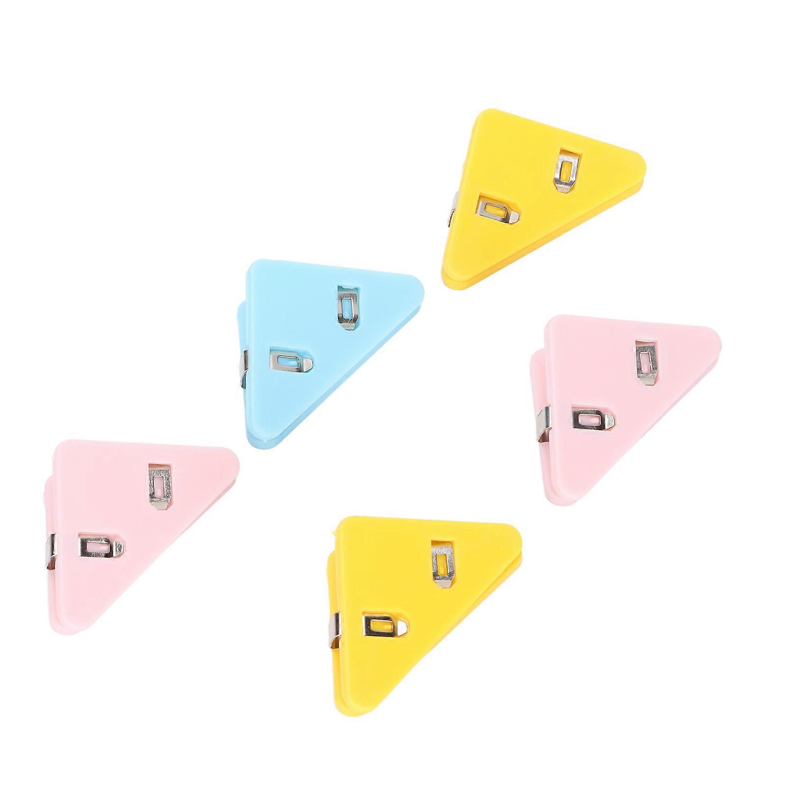 5pcs Paper Clips Triangular Portable Durable Fixing Tool for Test Paper Notes DocumentsColorful