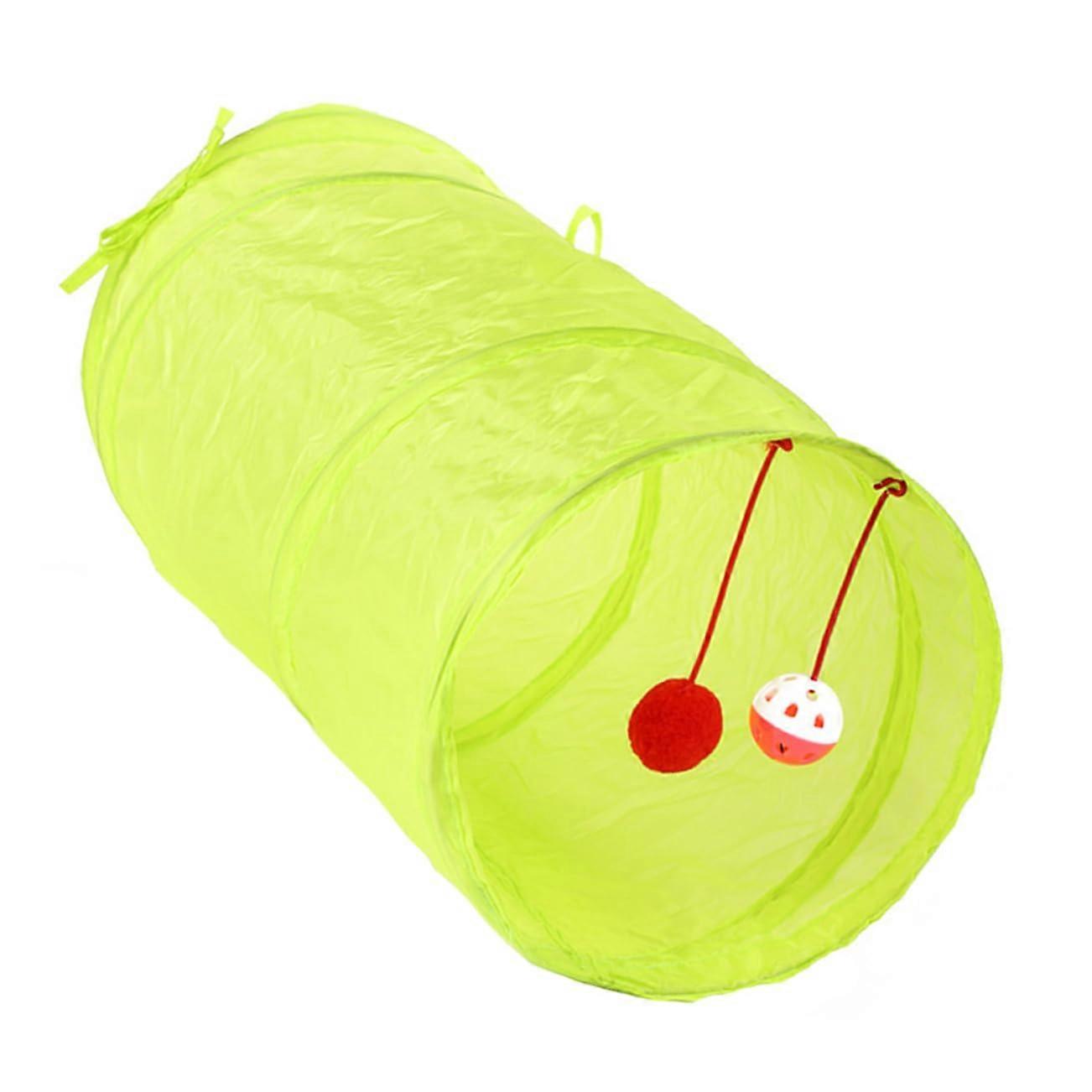 Foldable Cat Tunnel Interactive Toy for Cats and Kittens, Crackling Material, Fluorescent Green, Cat Sleeping Bed