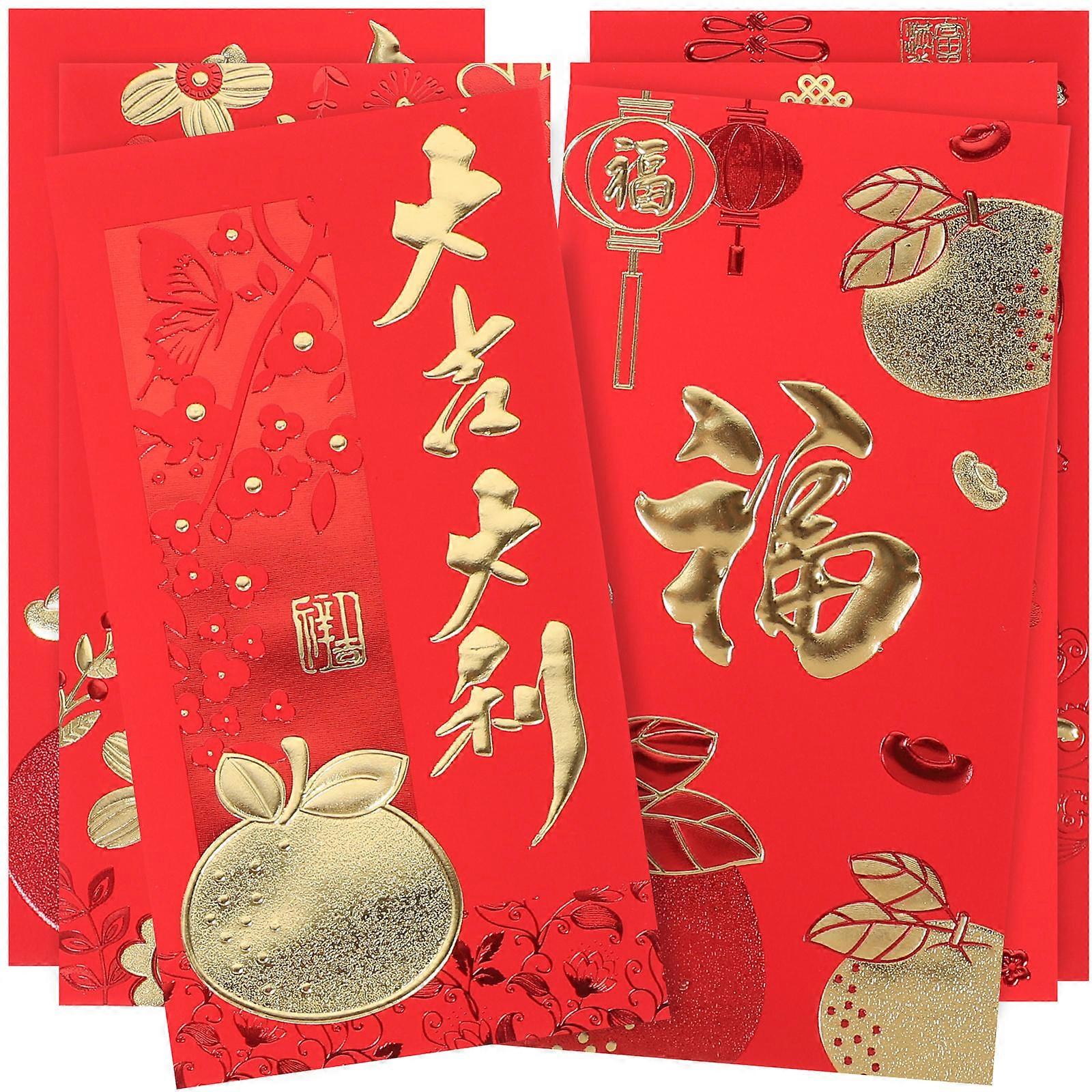Spring Festival Red Envelopes Invitation Holder Traditional Style 17x9cm 36Pcs For Family Members