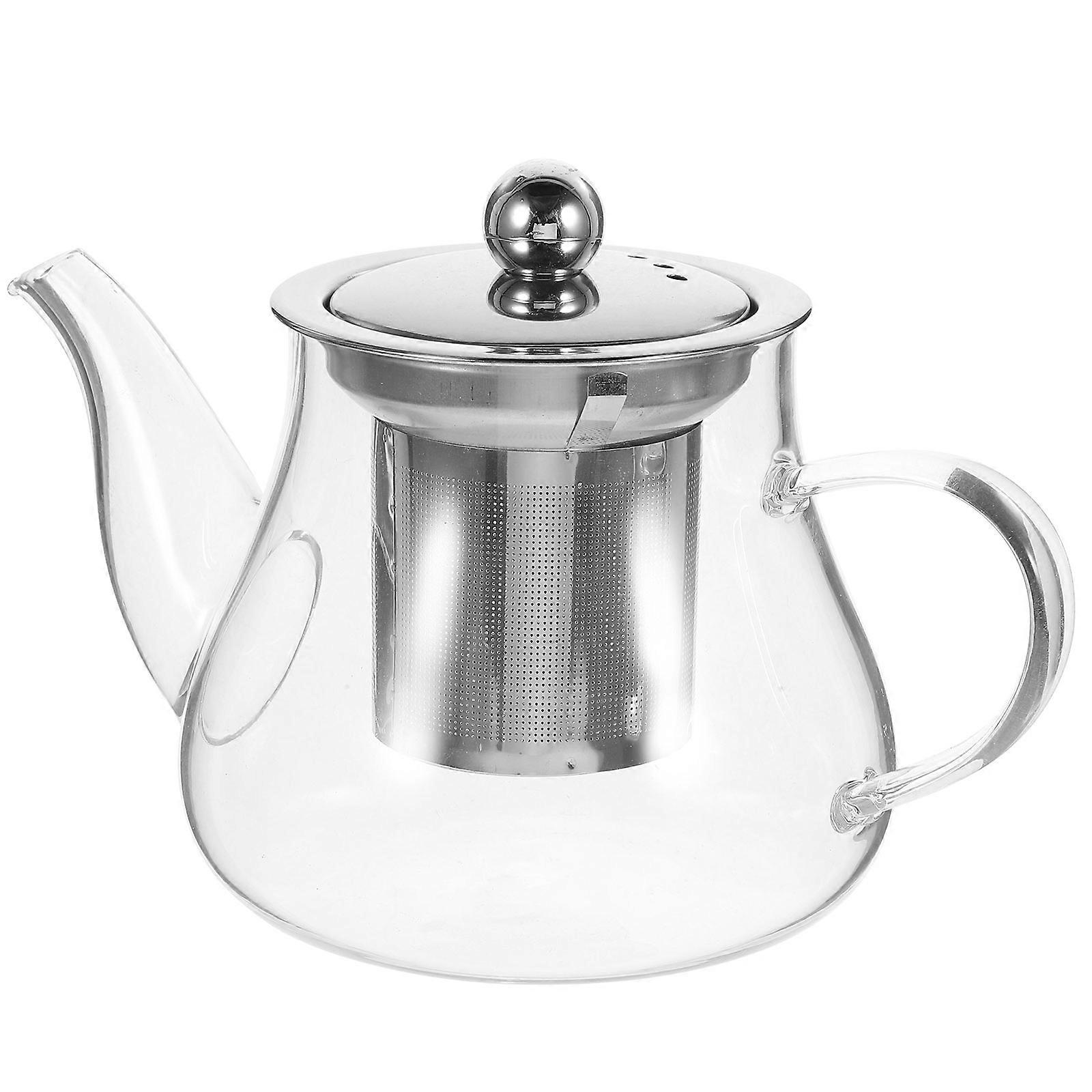 Borosilicate Glass Teapot Stainless Steel Strainer Office Use Elegant Handle Design 400ml 1Pcs