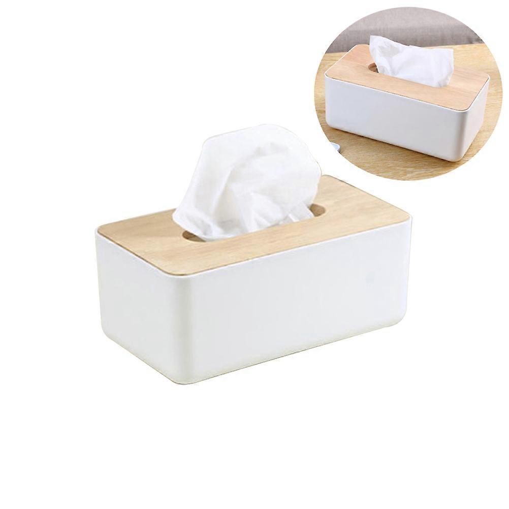 Wooden Tissue Box Cover Holder for Home Office Rectangular Tissue Paper