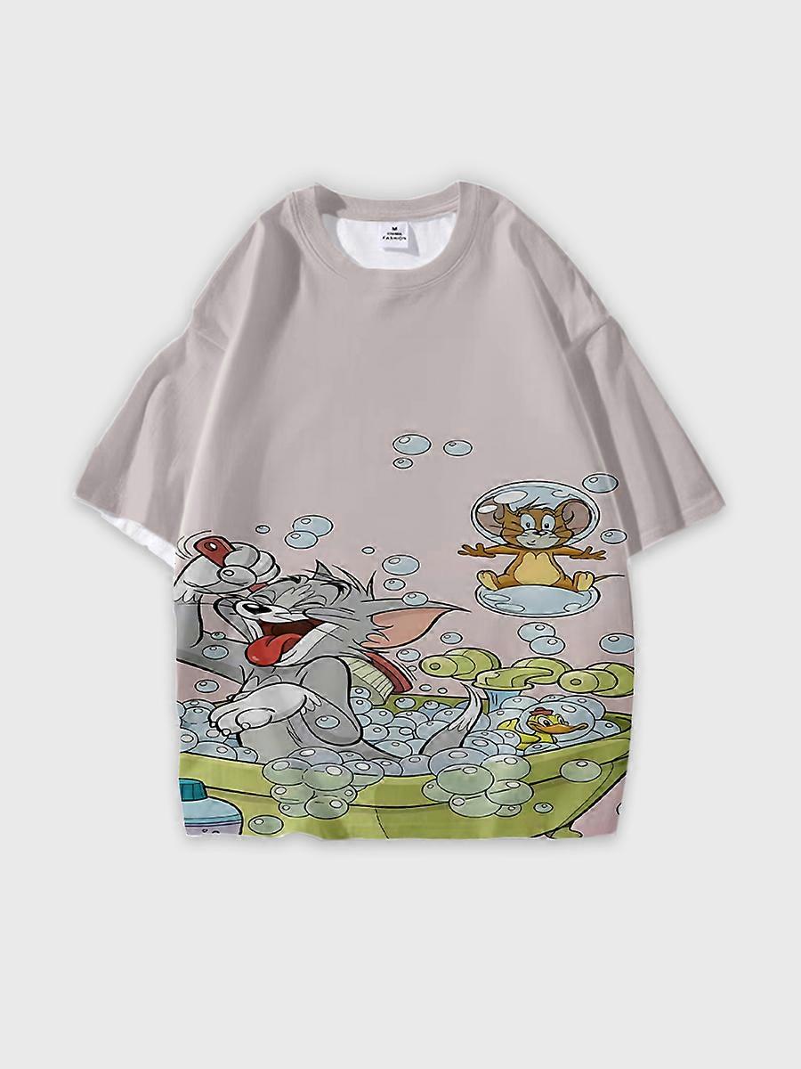 T-shirt round neck Cartoon Pattern loose short sleeve D2157